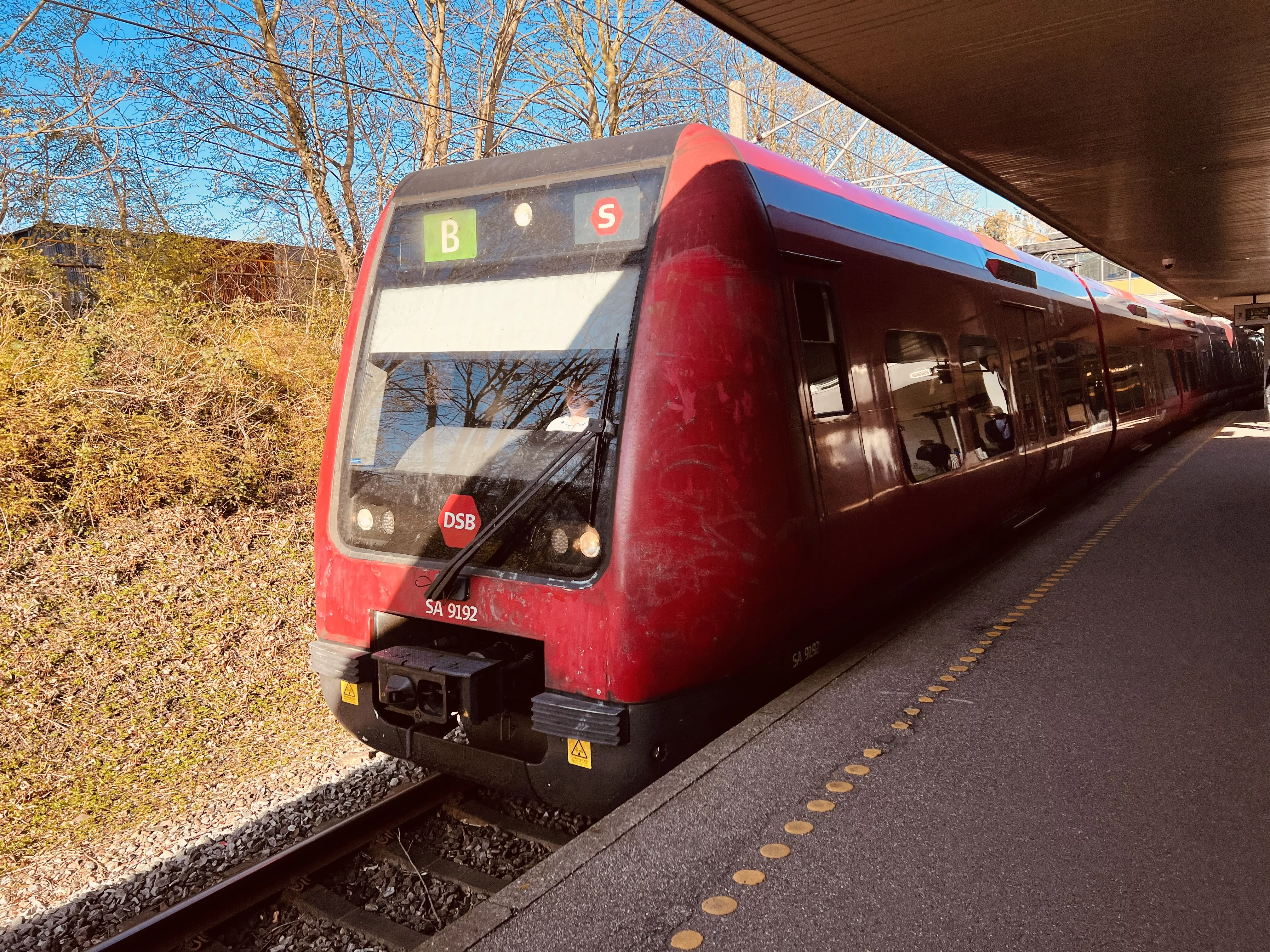 Billede af tog ud for Vangede Station.