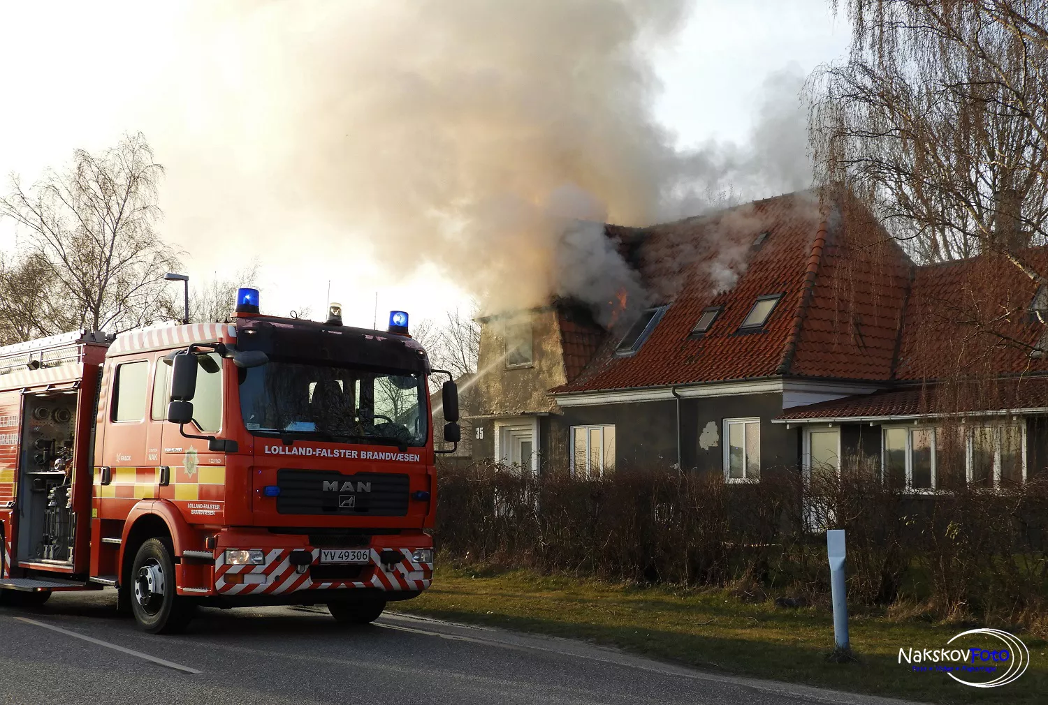 Billede af branden på Torrig Station.