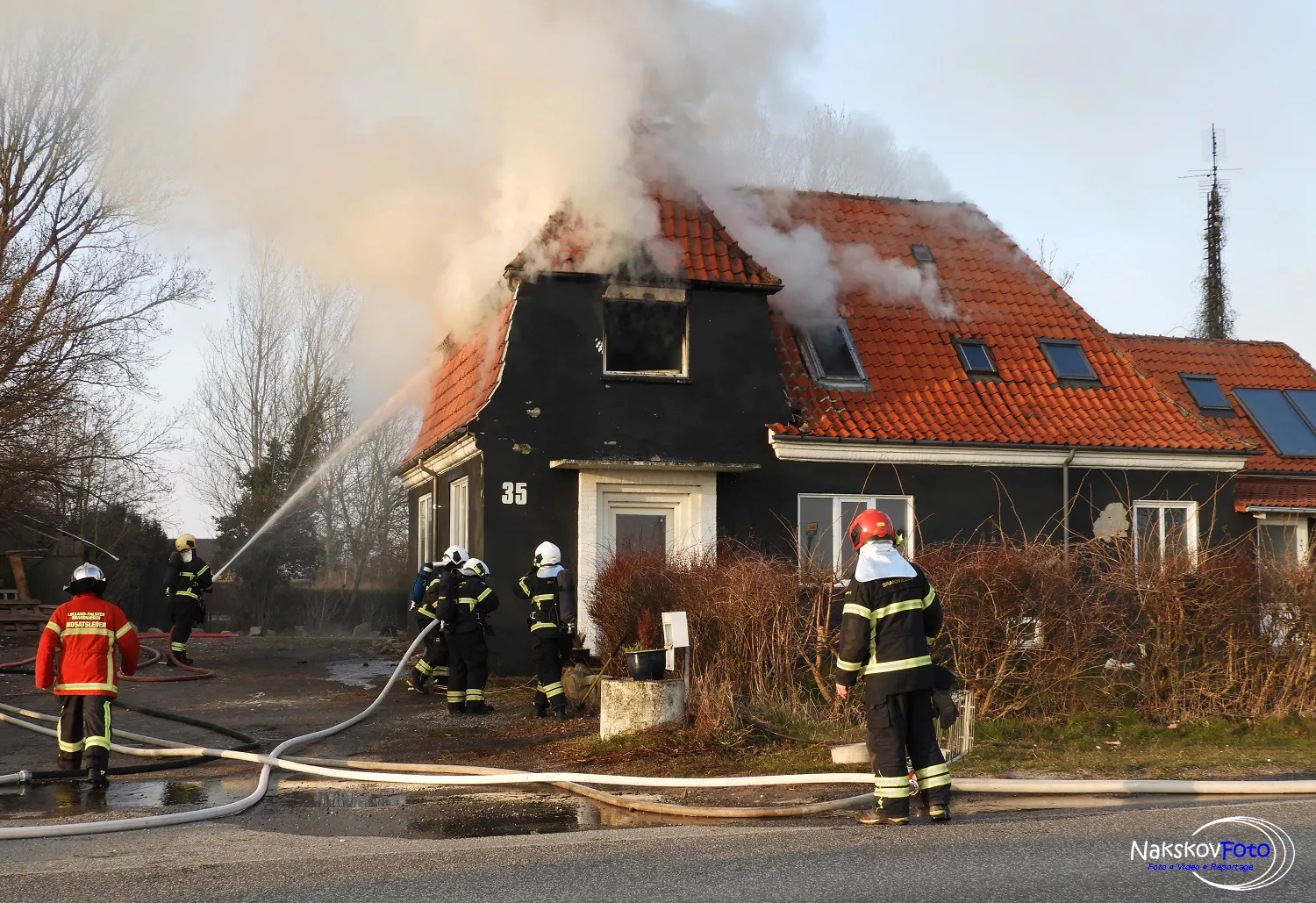 Billede af branden på Torrig Station.