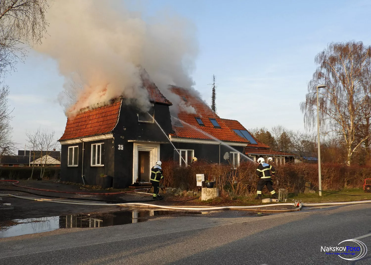 Billede af branden på Torrig Station.