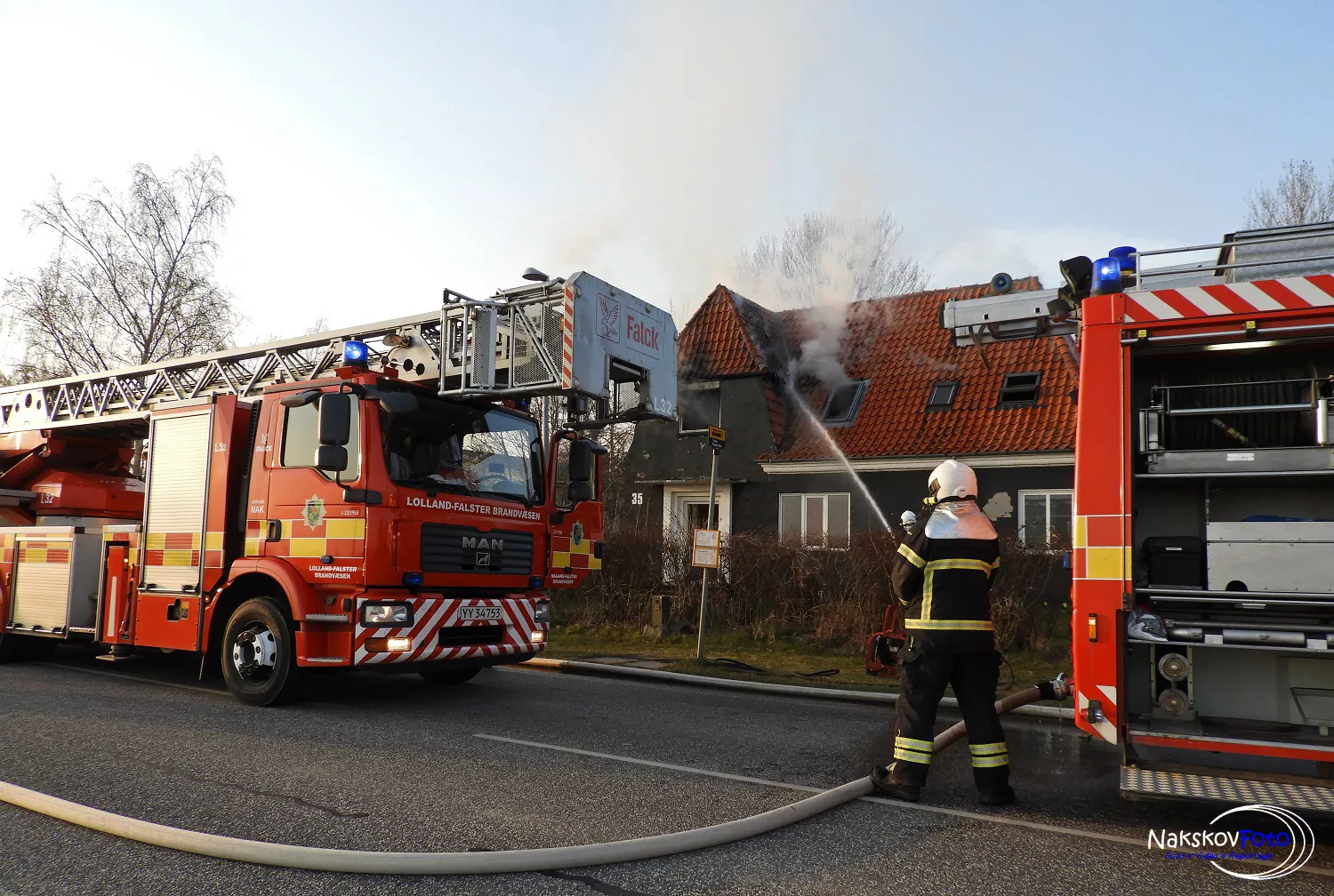 Billede af branden på Torrig Station.