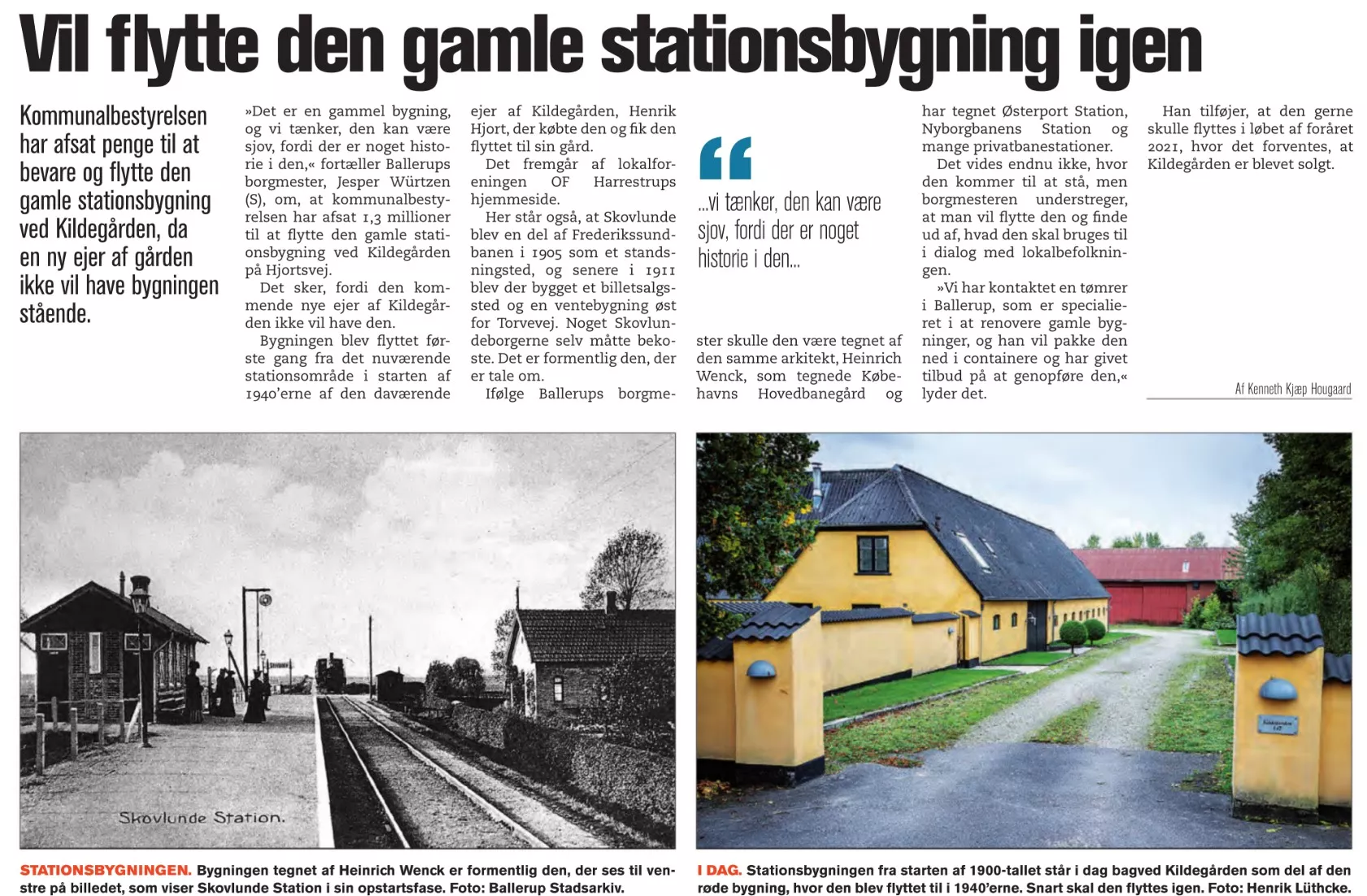 Artikel om Skovlunde Billetsalgssted fra Herlev Bladet torsdag den 15. oktober 2020 – nederste halvdel af side 10.