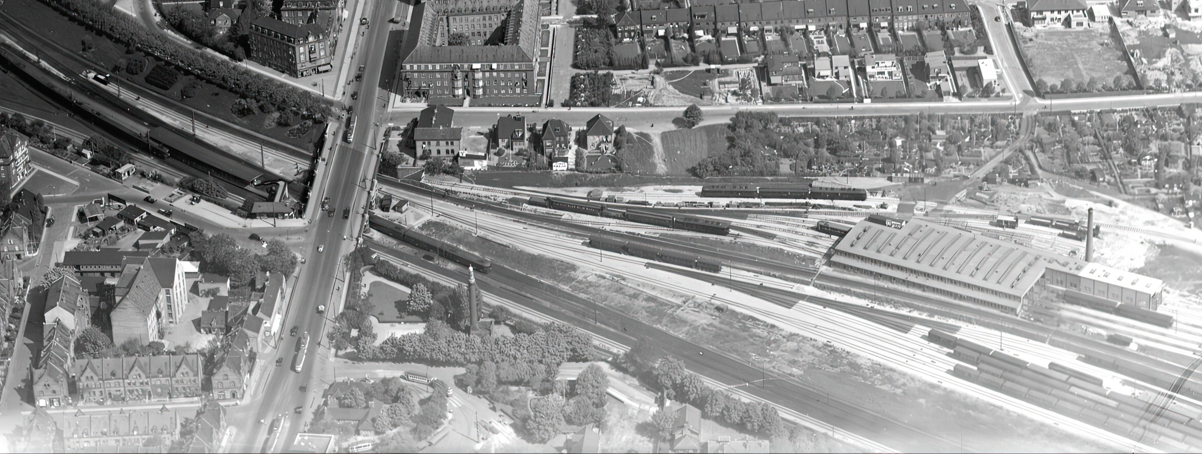 Billede af Svanemøllen Station - her beliggende helt til venstre i billedet. Billede af Svanemøllen Station - her beliggende helt til venstre i billedet.