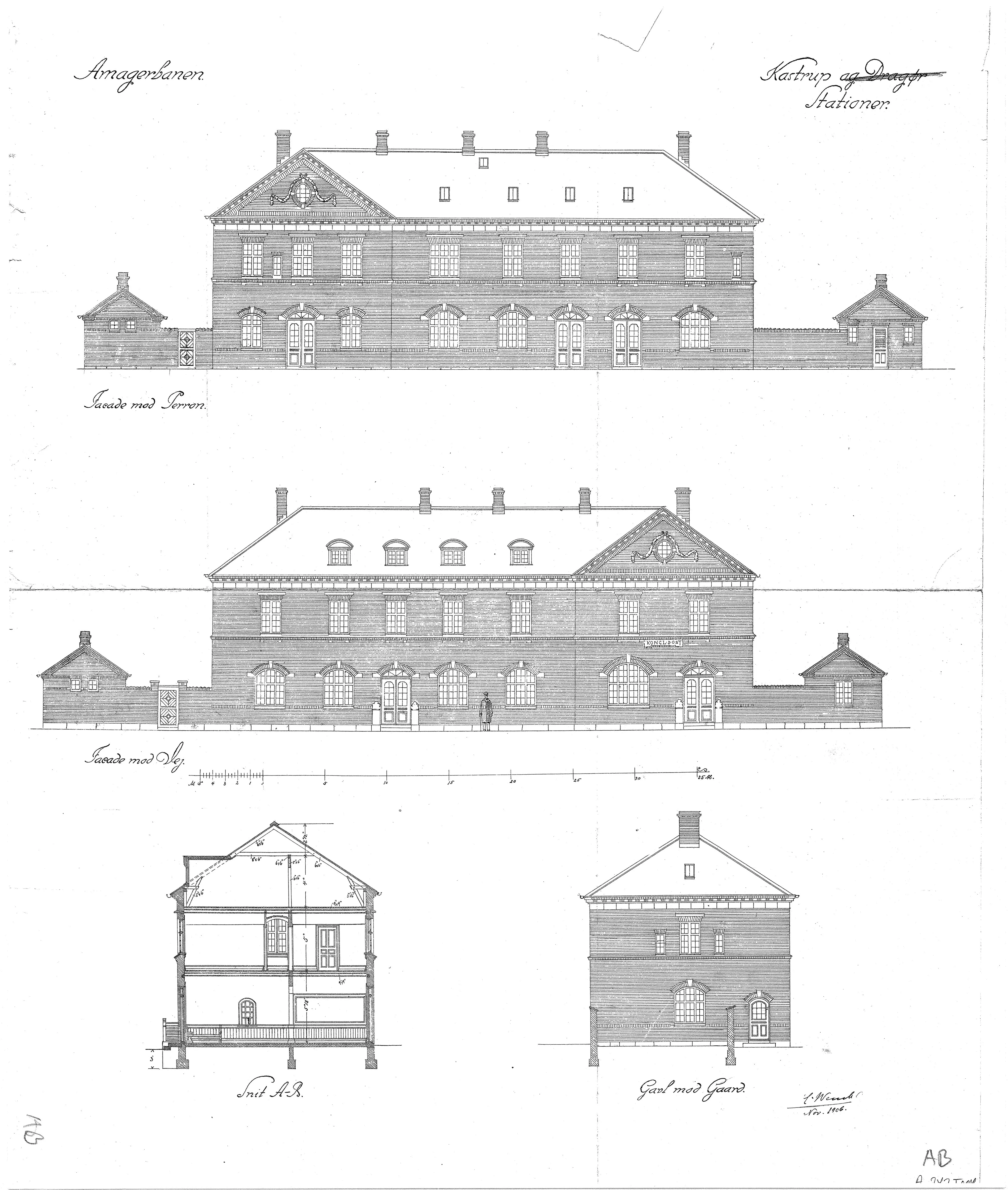 Tegning af Dragør Station.