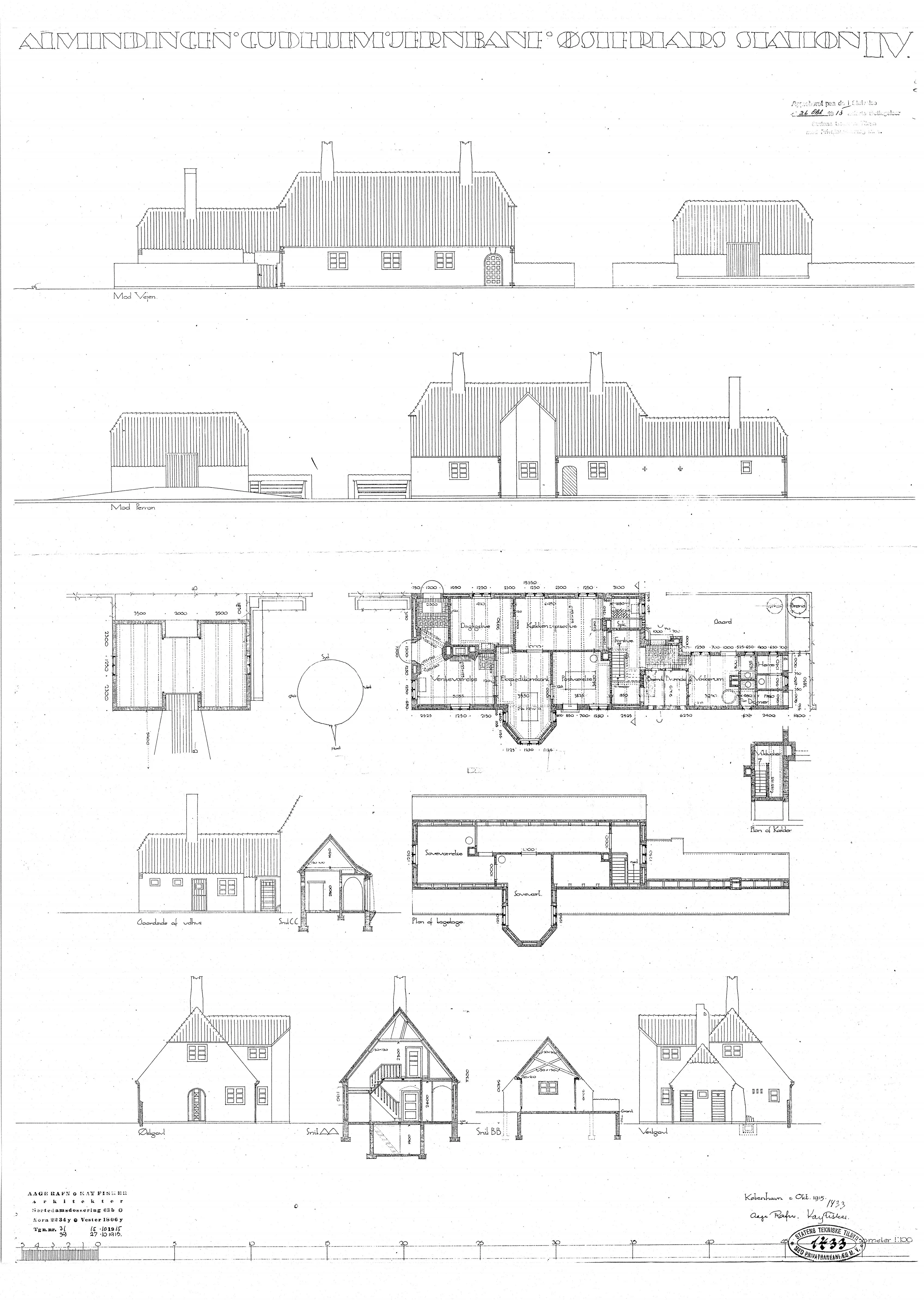 Tegning af Østerlars Station.