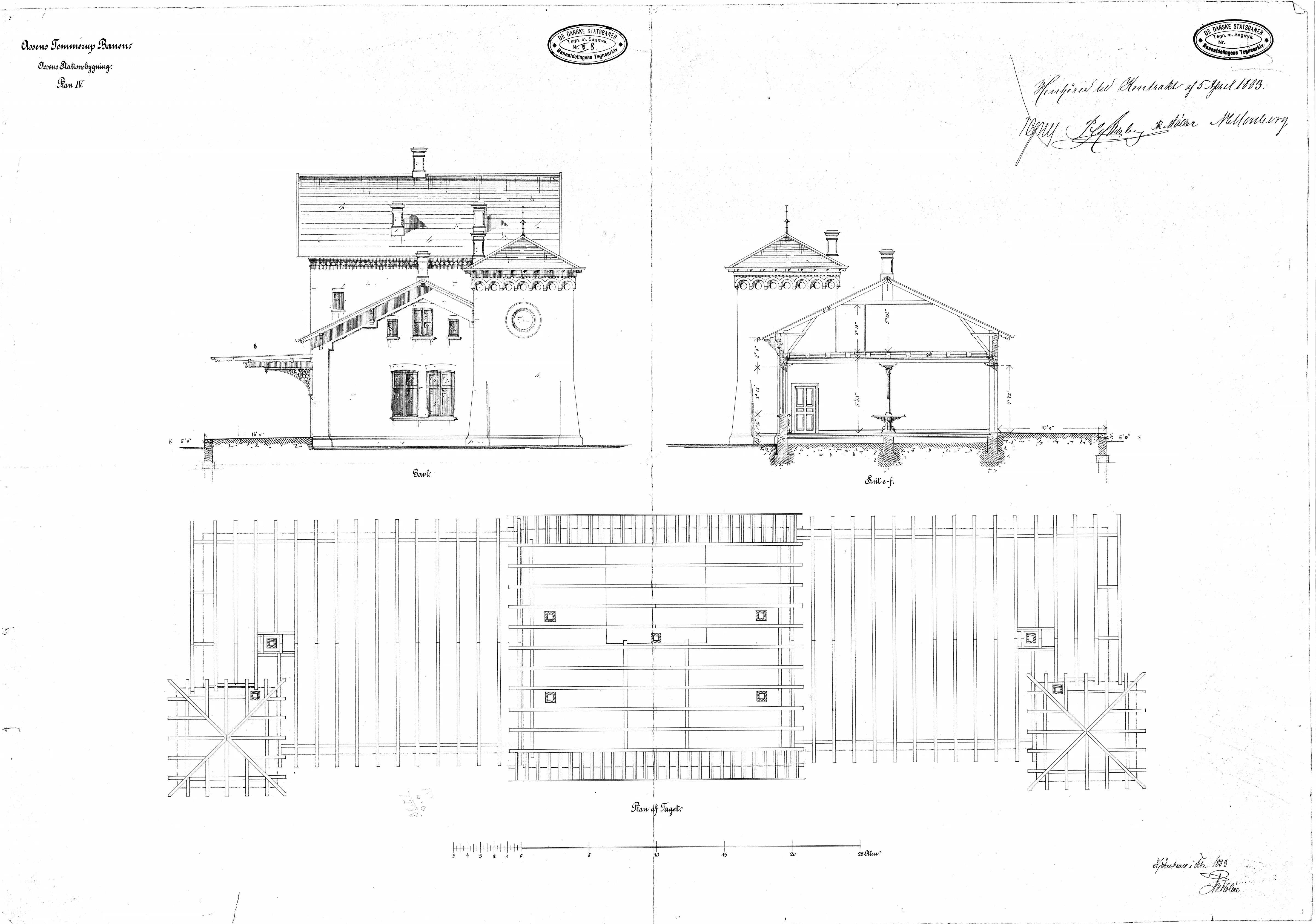 Tegning af Assens Station. Tegning af Assens Station.