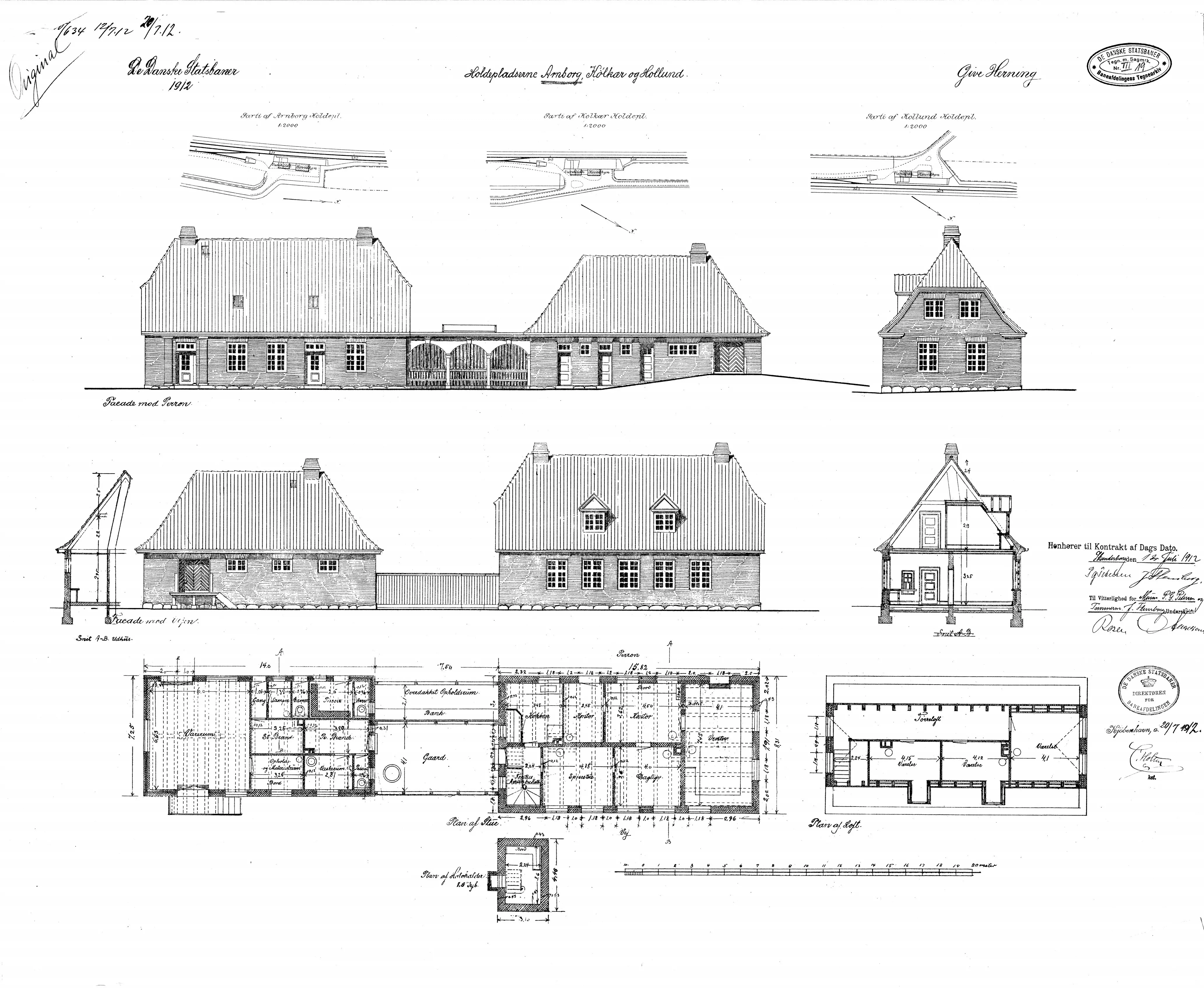 Tegning af Kølkær Station.