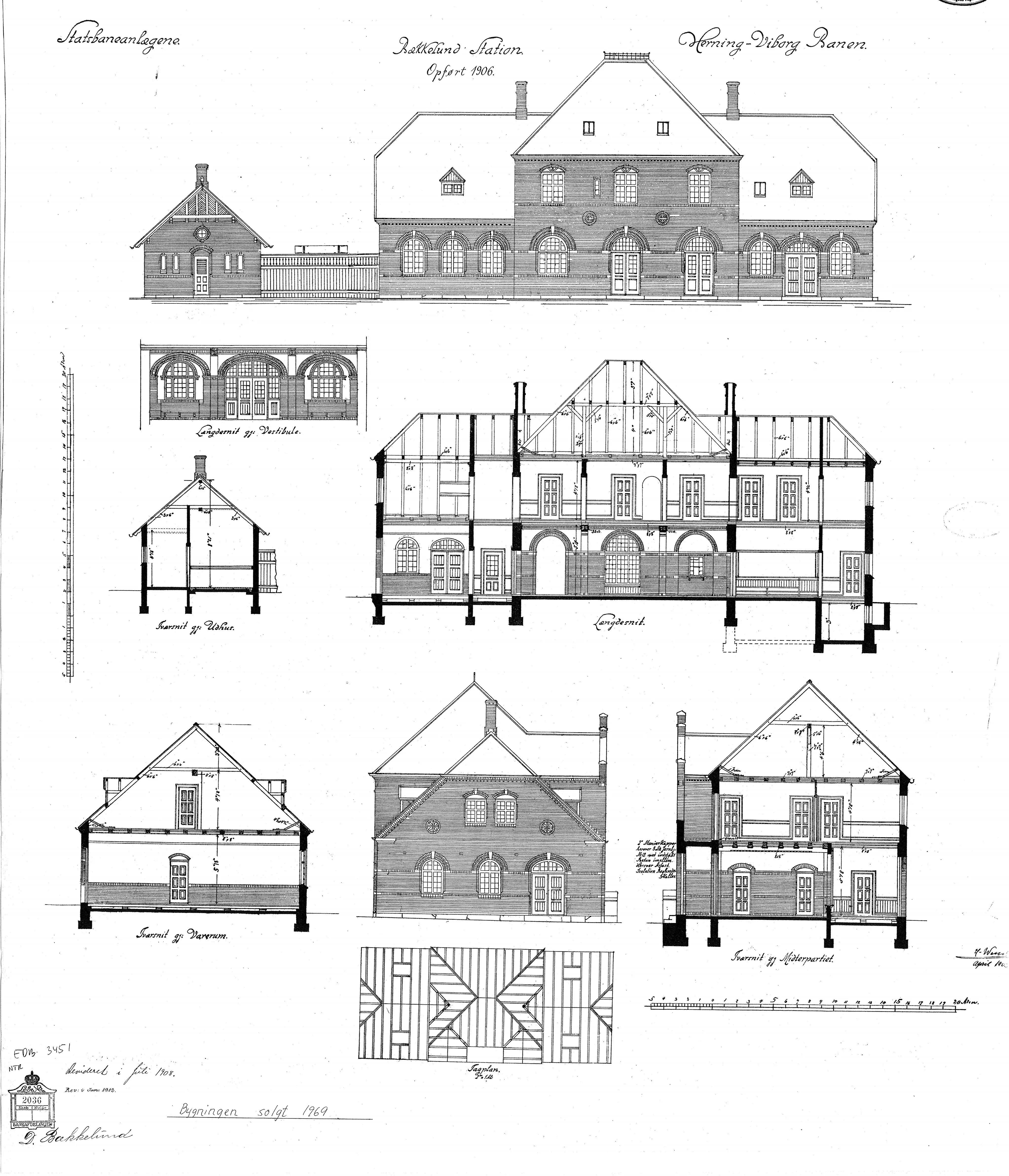 Tegning af Bækkelund Station. Tegning af Bækkelund Station.