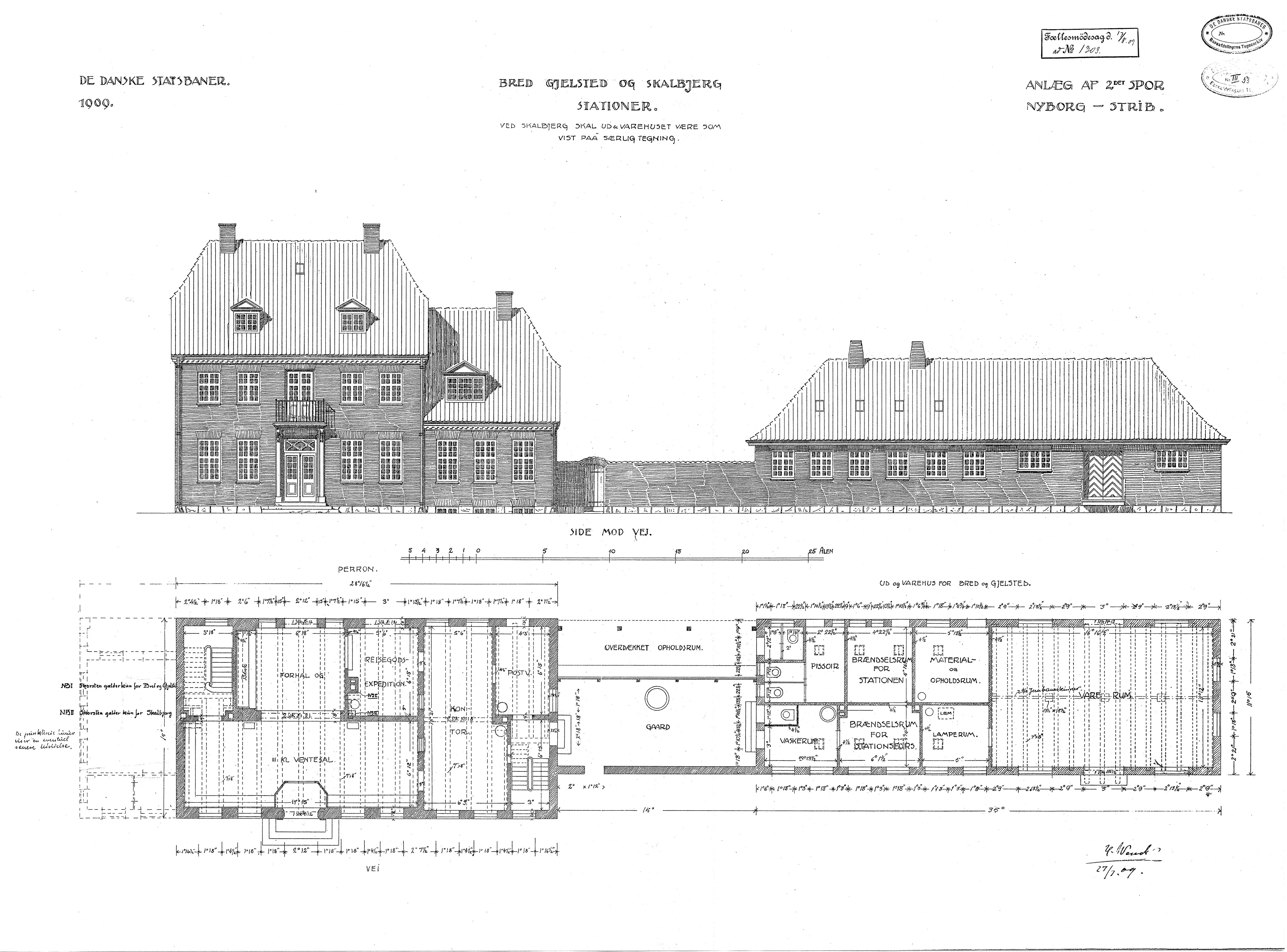 Tegning af Bred Station. Tegning af Bred Station.