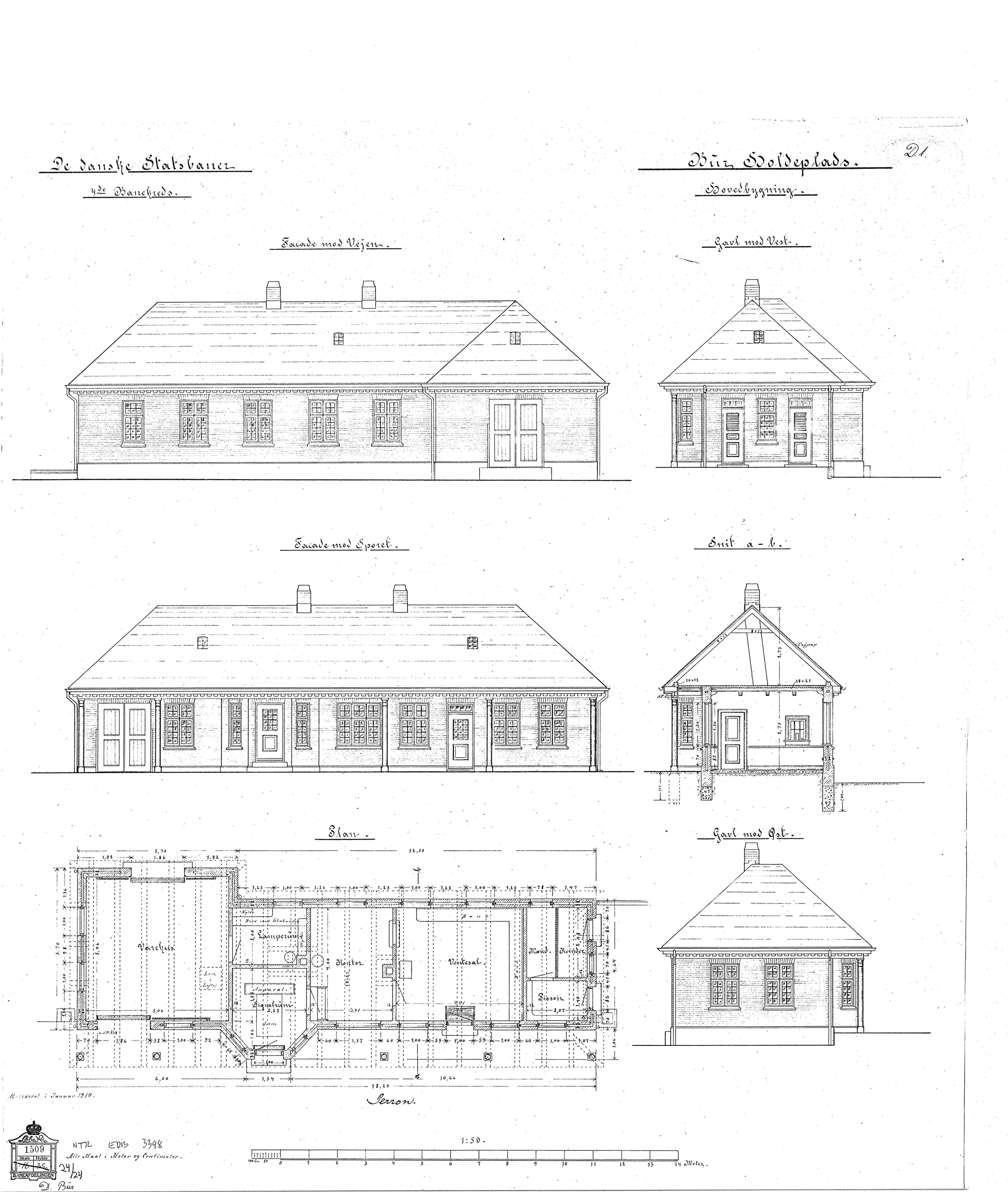 Tegning af Bur Station. Tegning af Bur Station.