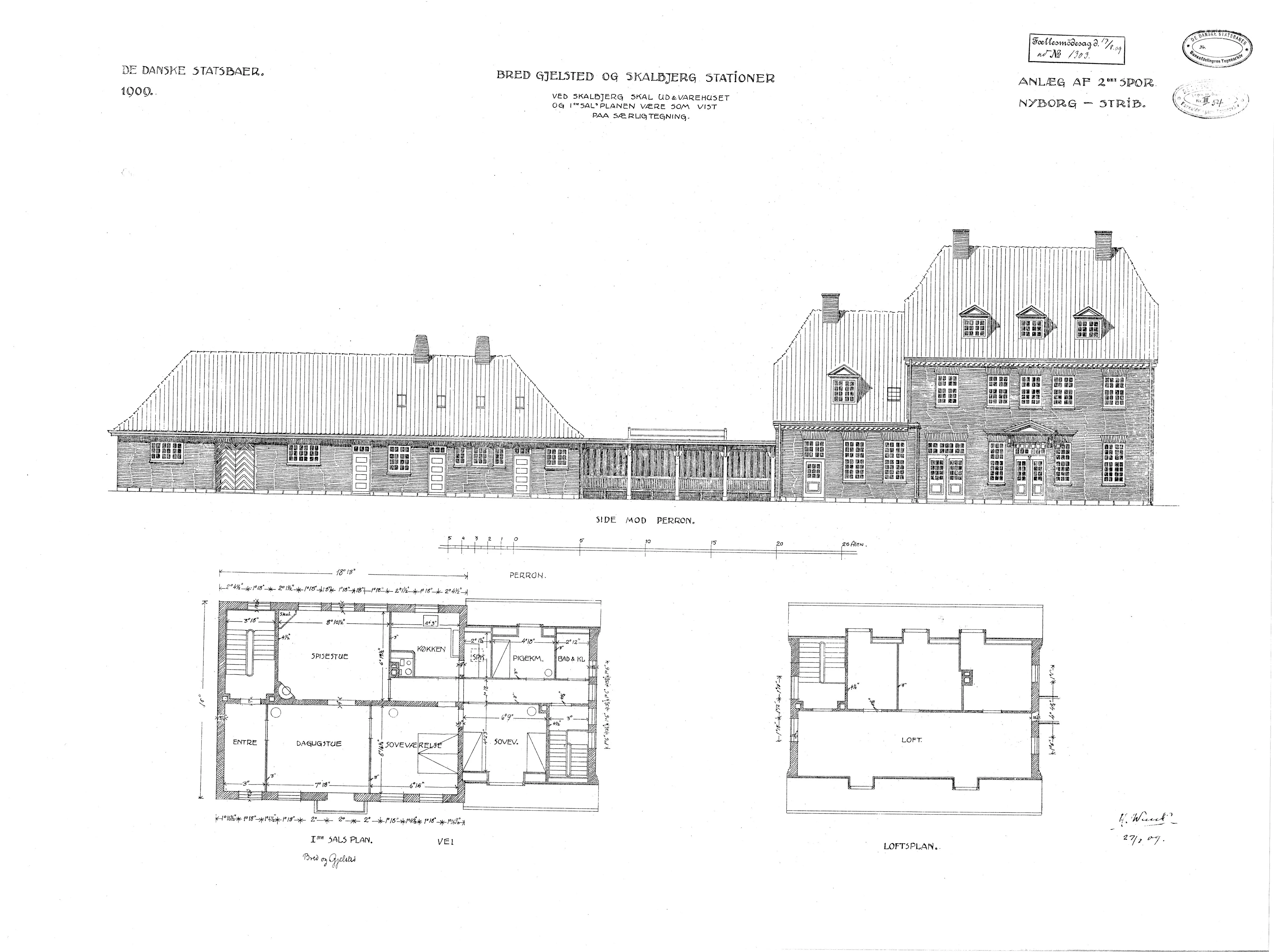 Tegning af Bred Station. Tegning af Bred Station.