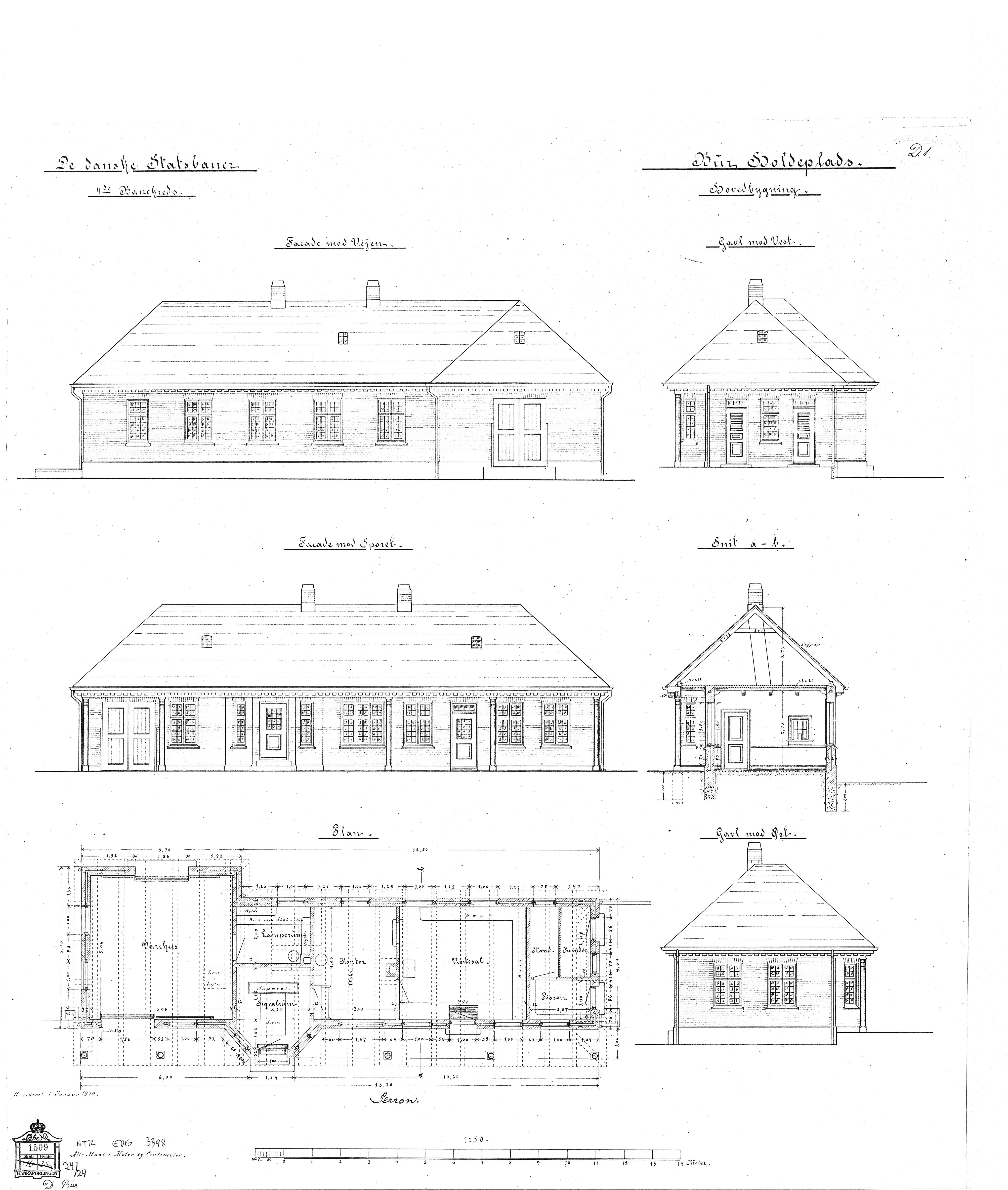 Tegning af Bur Station. Tegning af Bur Station.