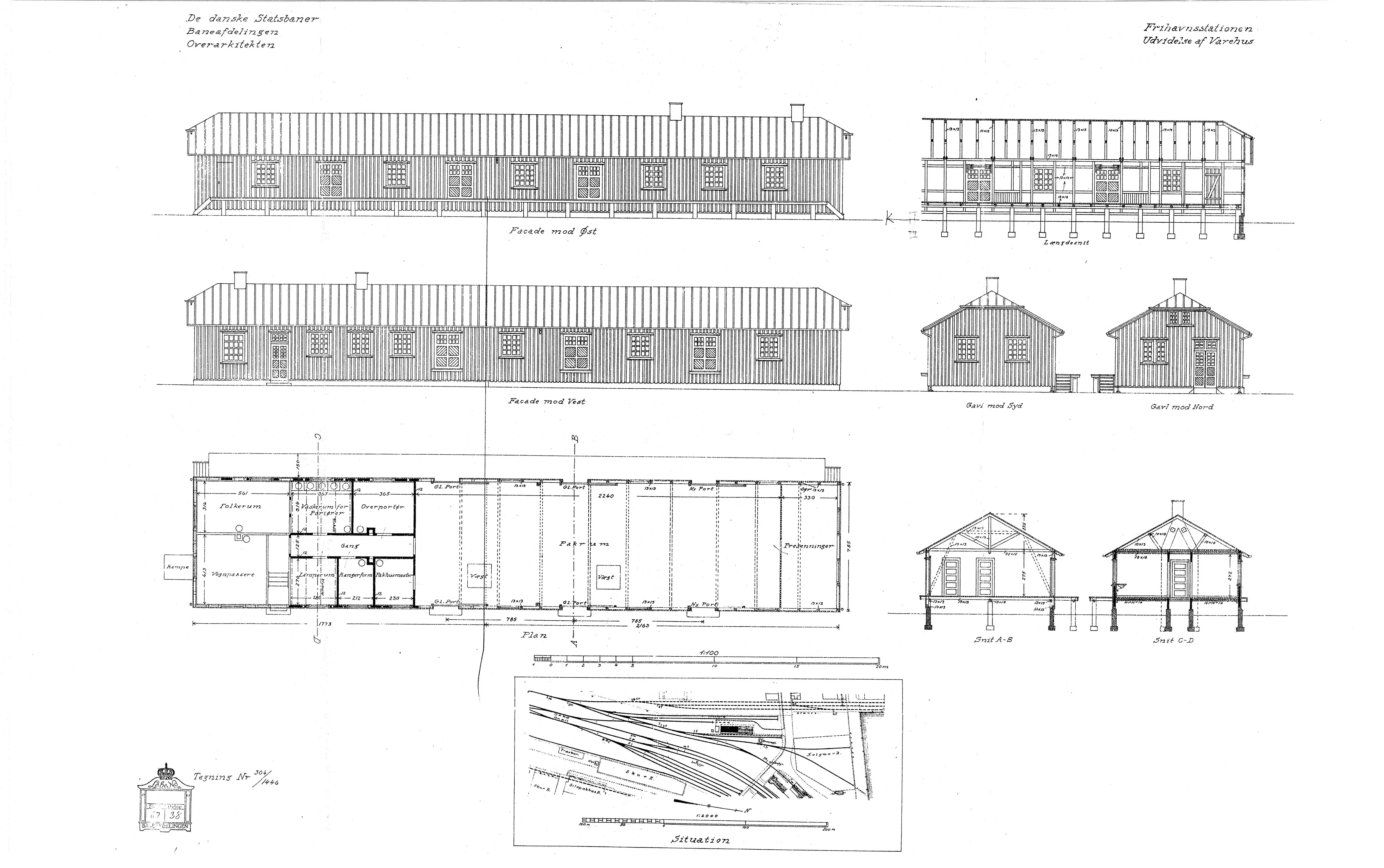 Tegning af Frihavnens Station.