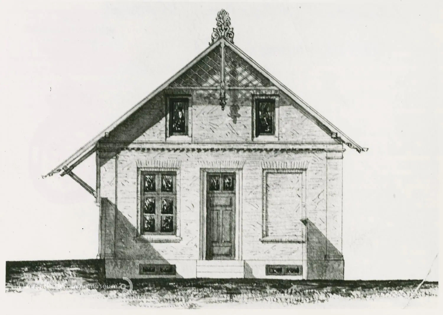 Tegning af Veksø Station. Tegning af Veksø Station.