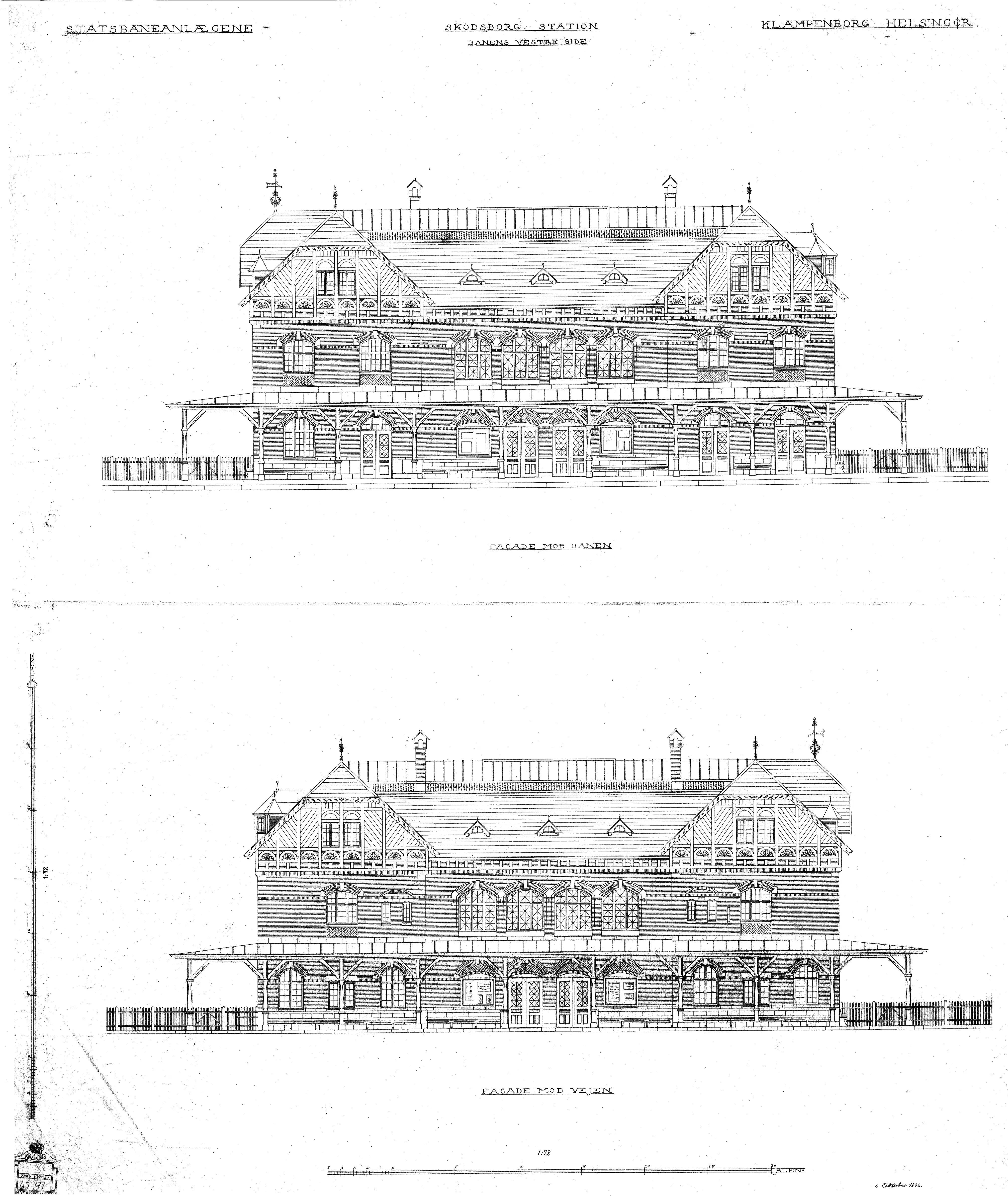 Tegning af Skodsborg Station.