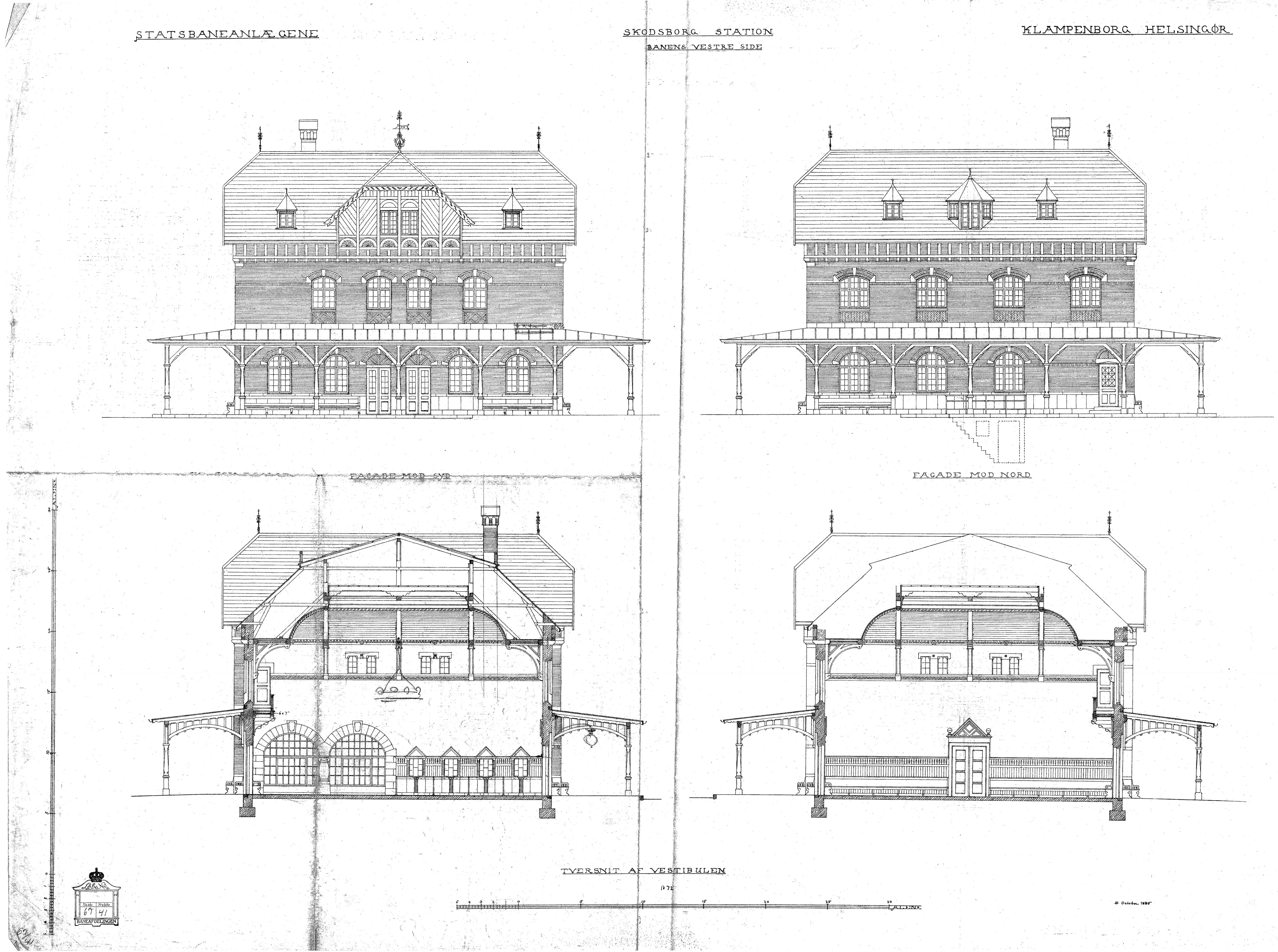 Tegning af Skodsborg Station. Tegning af Skodsborg Station.