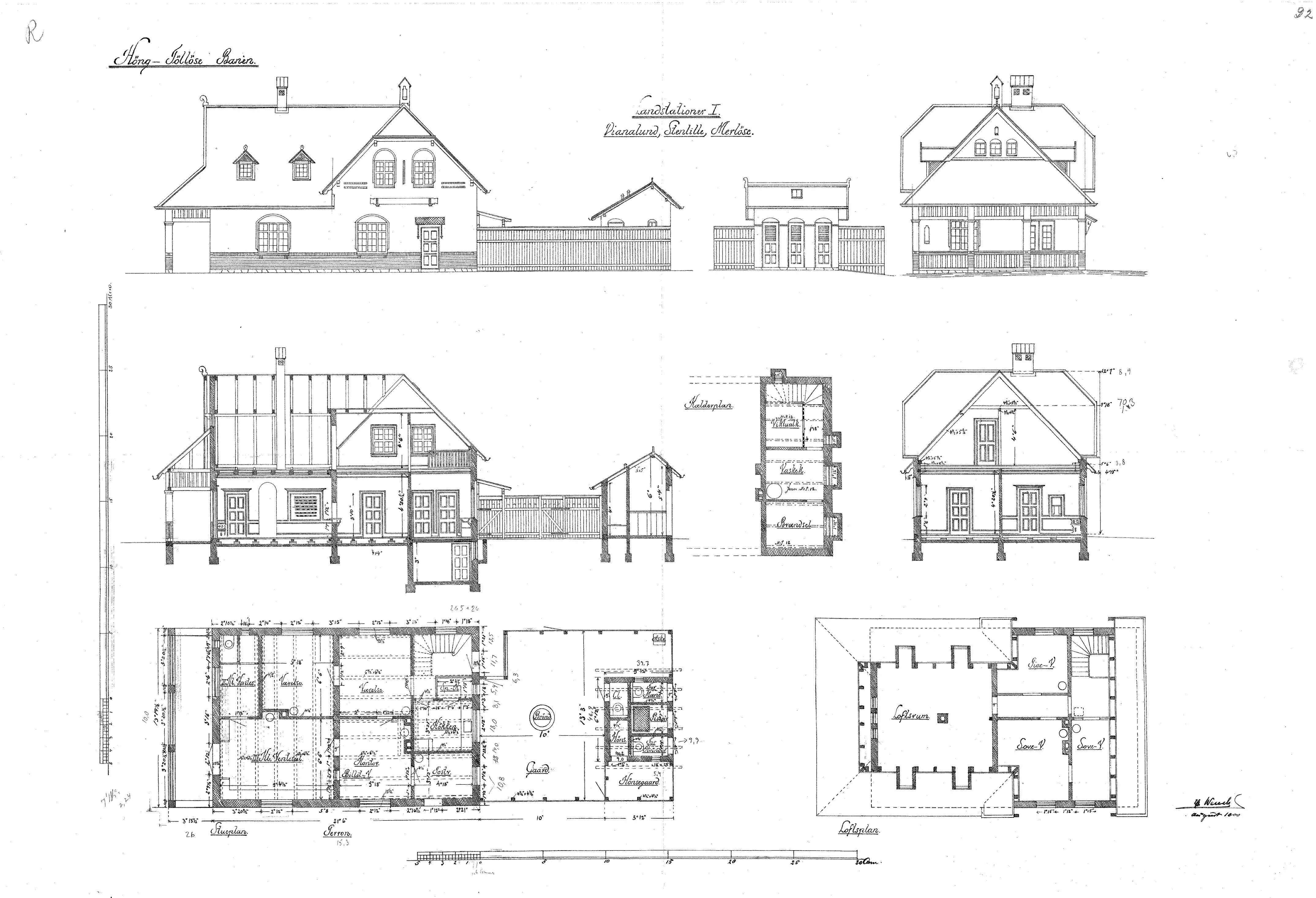 Tegning af Dianalund Station.