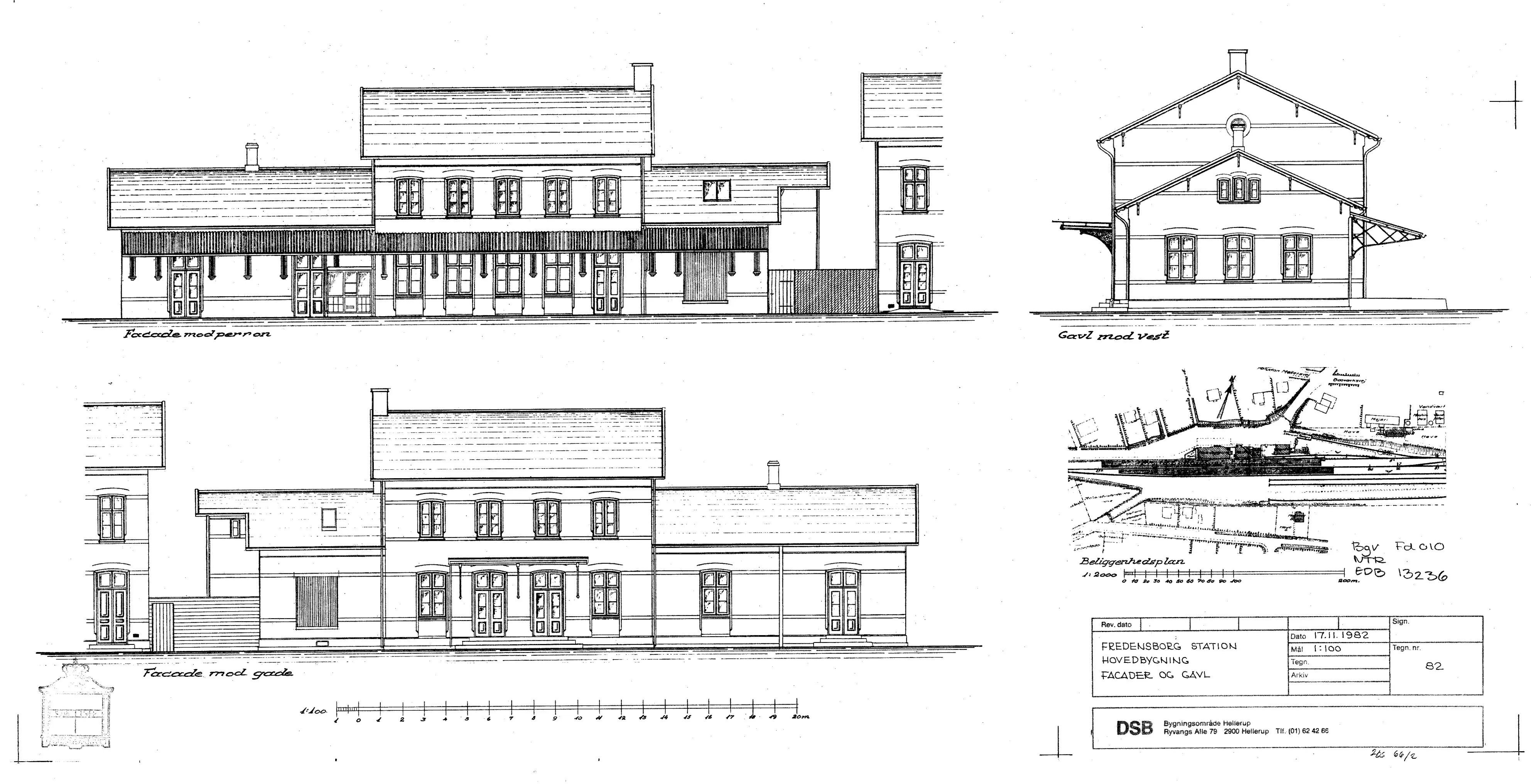 Tegning af Fredensborg Station.