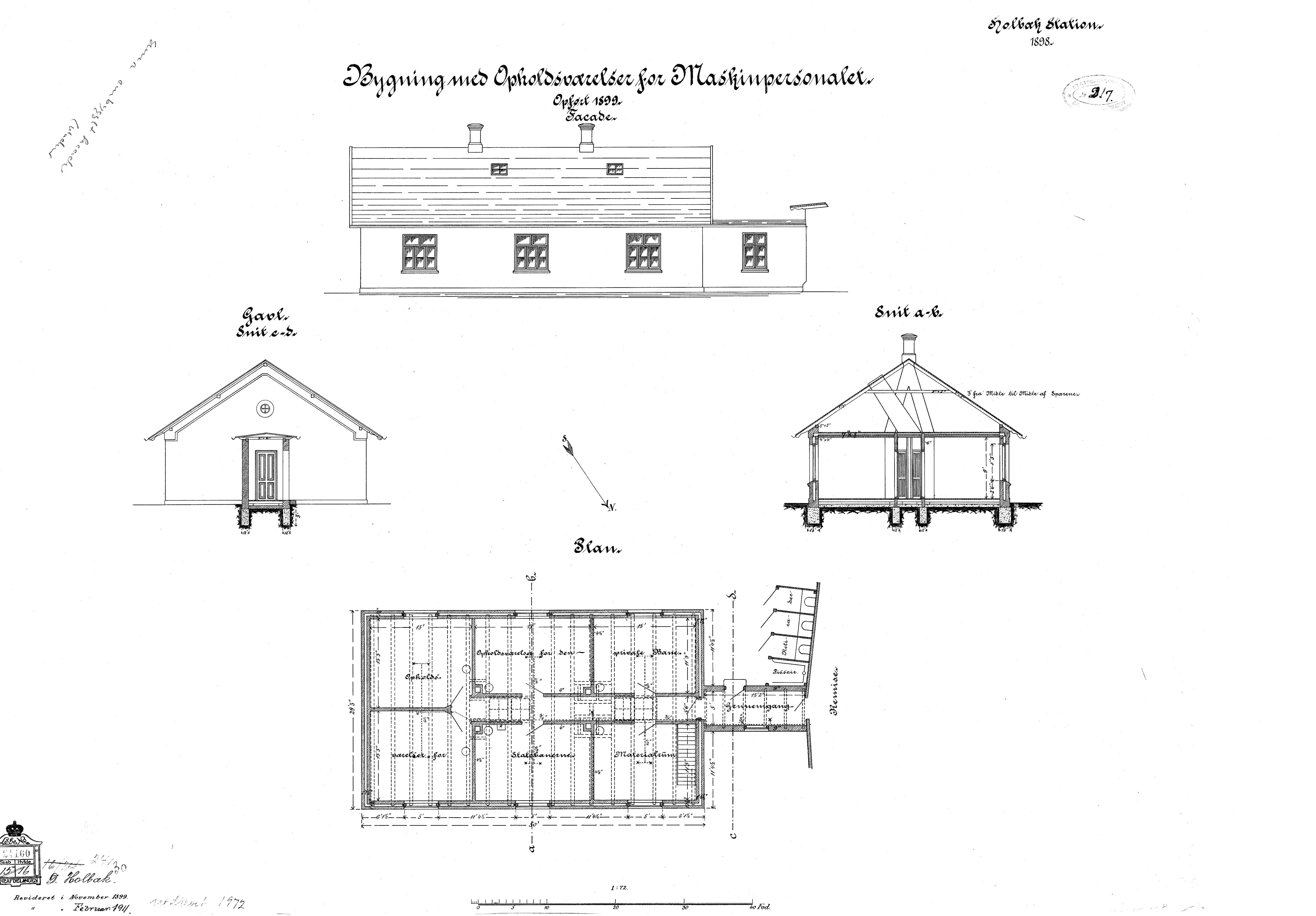 Tegning af Holbæk Banegård.