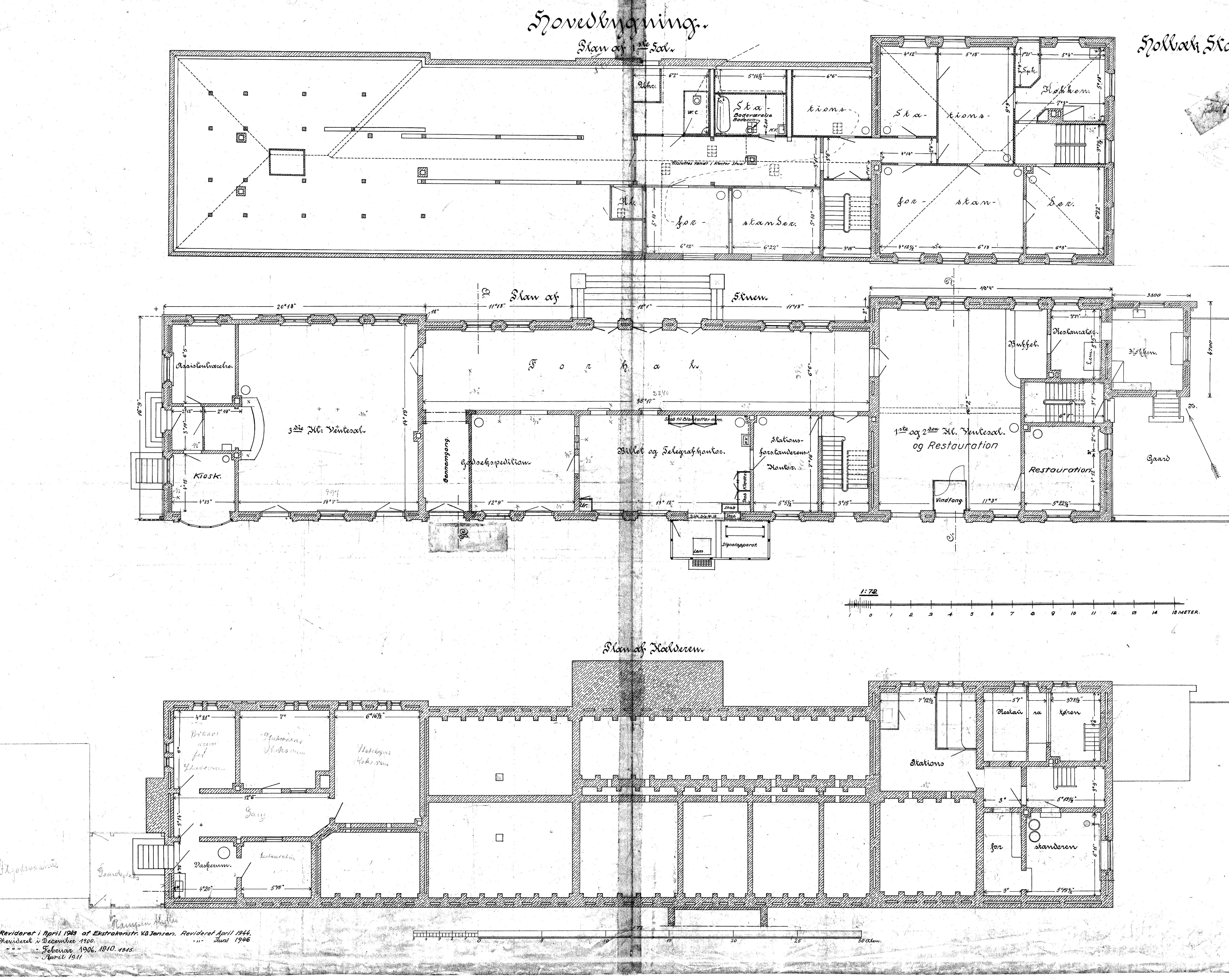 Tegning af Holbæk Banegård.