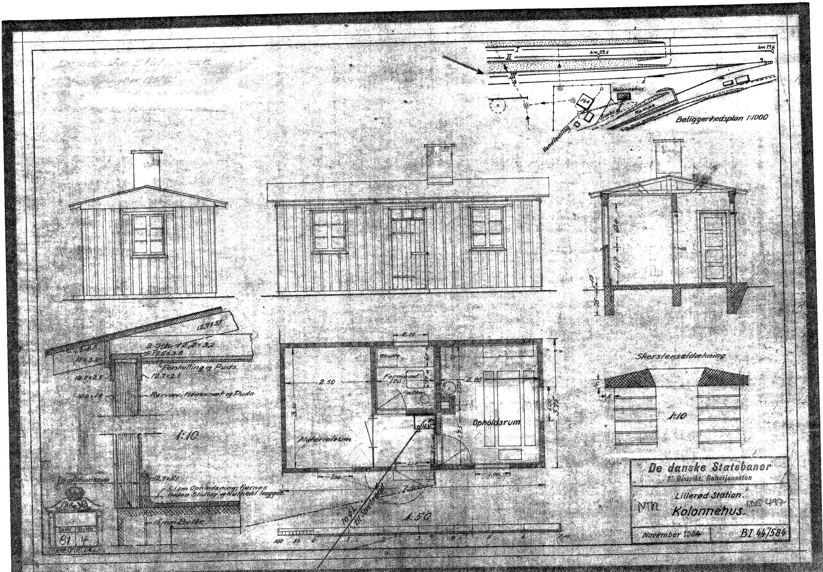 Tegning af Kolonnehus ved Allerød Station. Tegning af Kolonnehus ved Allerød Station.