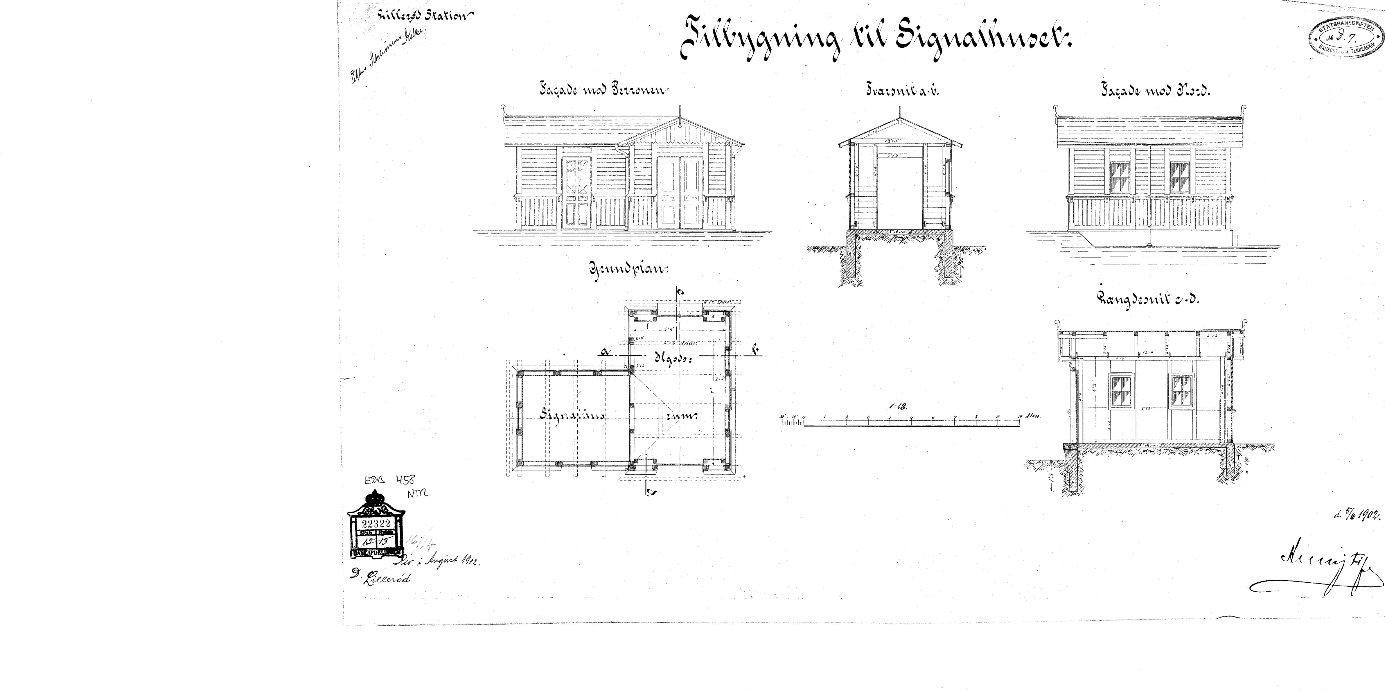 Tegning af Tilbygning til signalhuset ved Allerød Station. Tegning af Tilbygning til signalhuset ved Allerød Station.