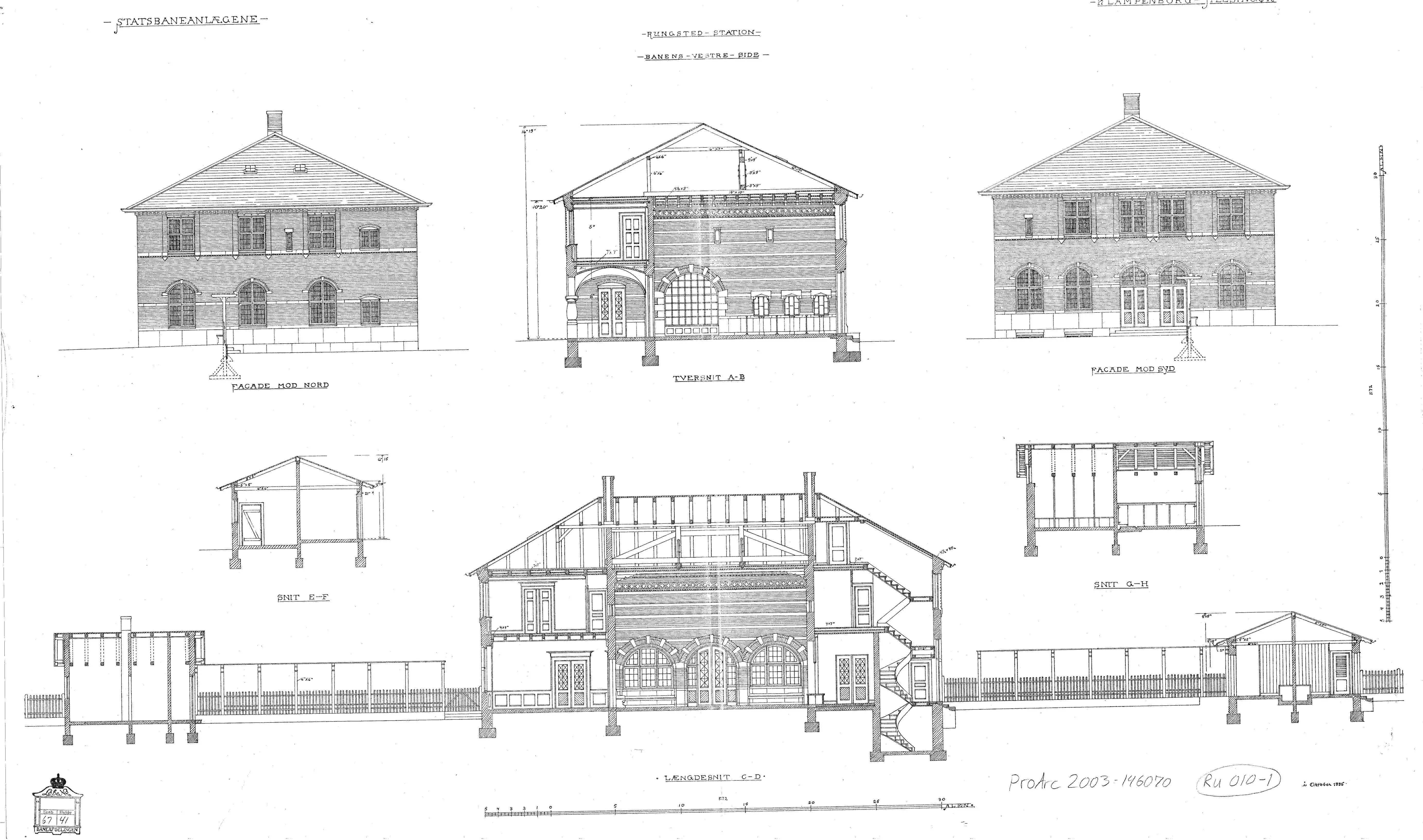 Tegning af Rungsted Kyst Station.