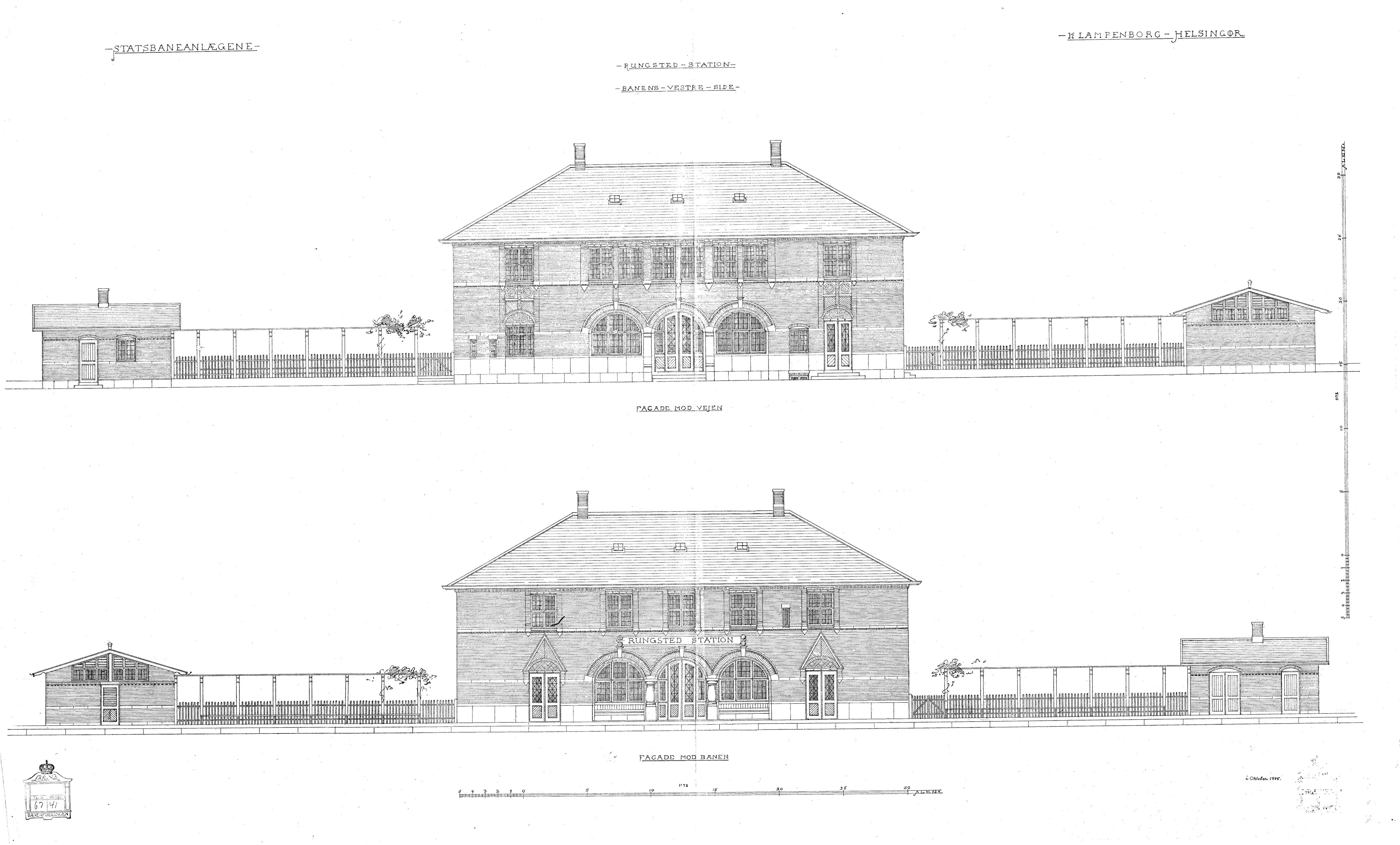 Tegning af Rungsted Kyst Station.