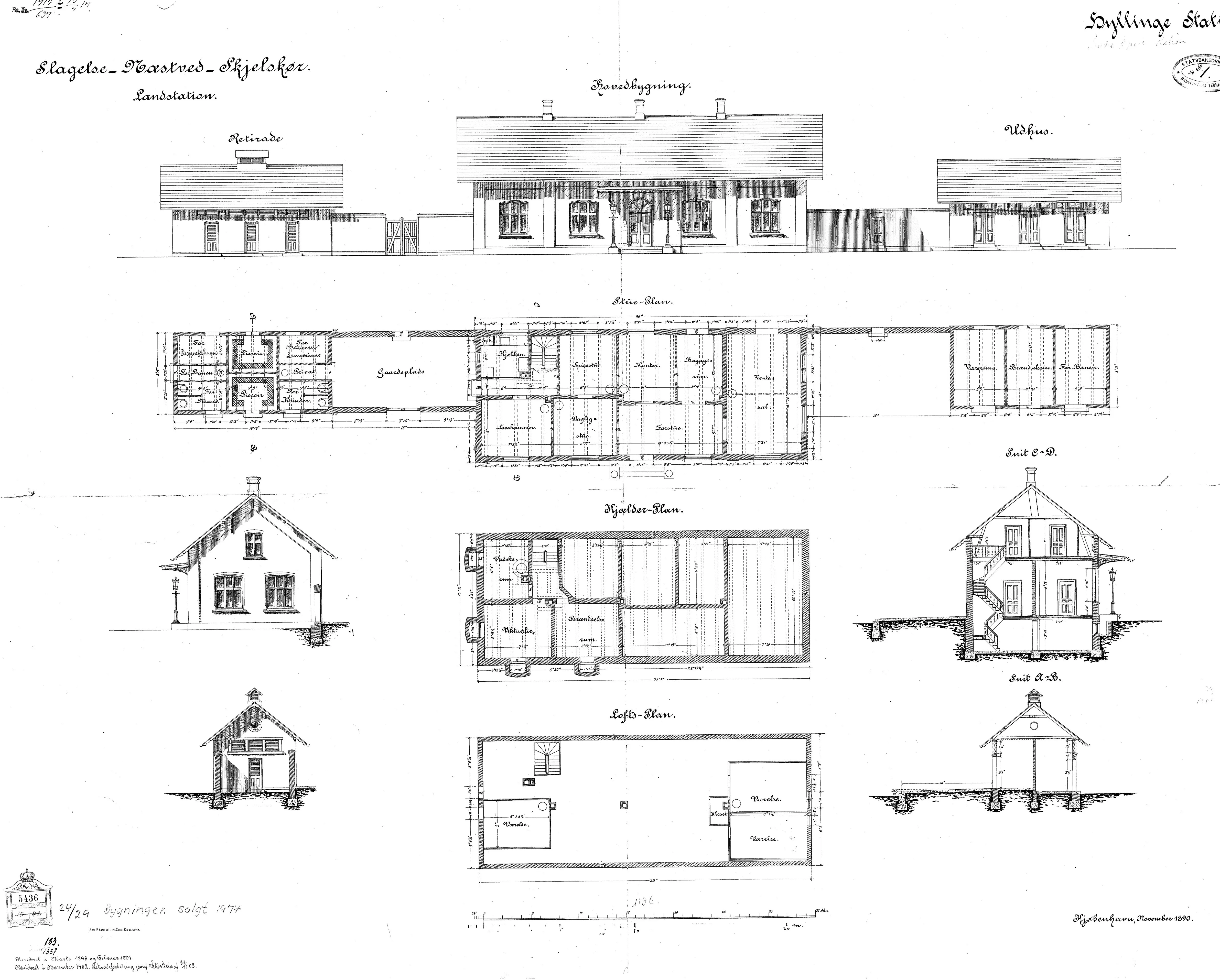 Tegning af Hyllinge Station.