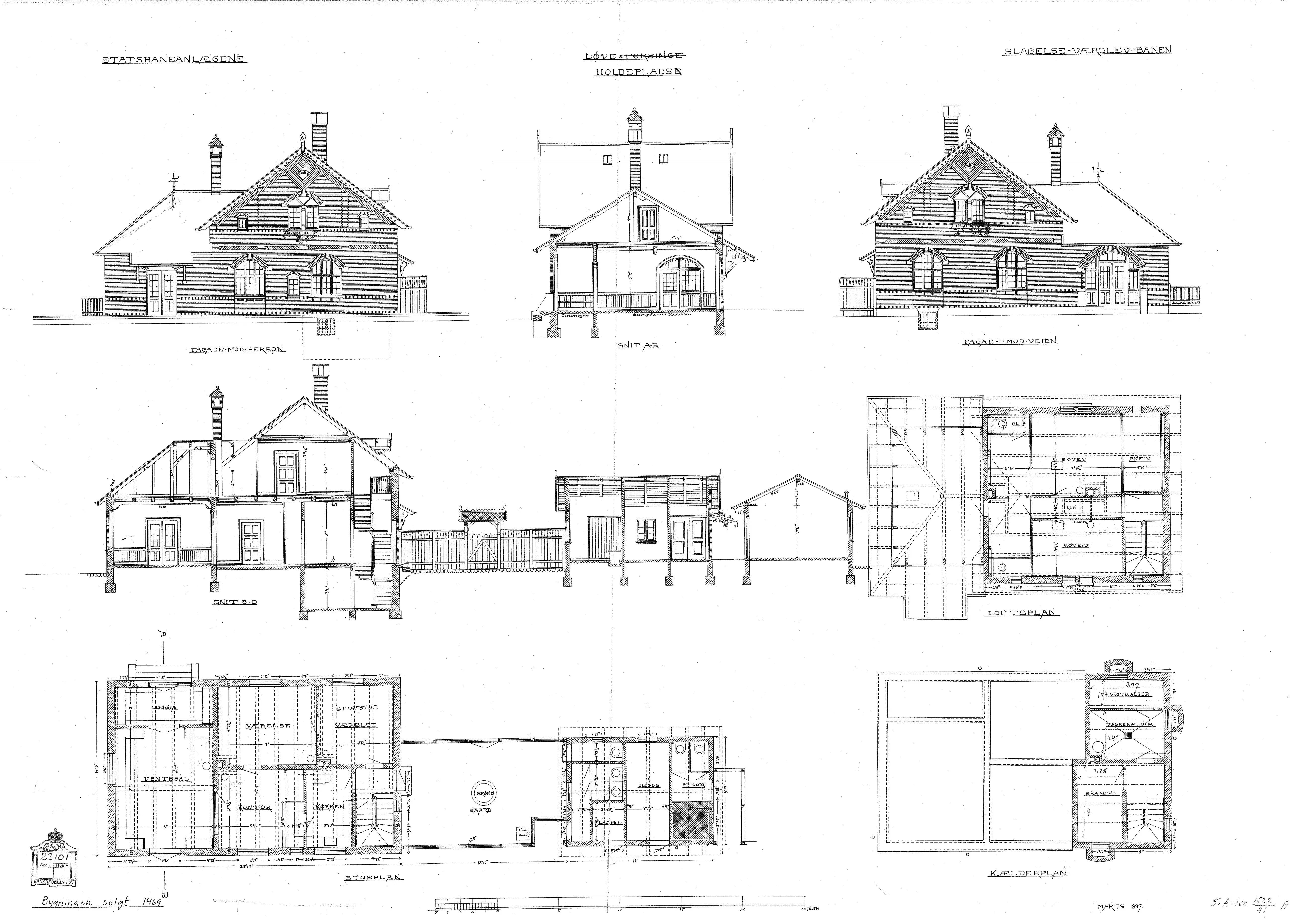 Tegning af Forsinge Station.