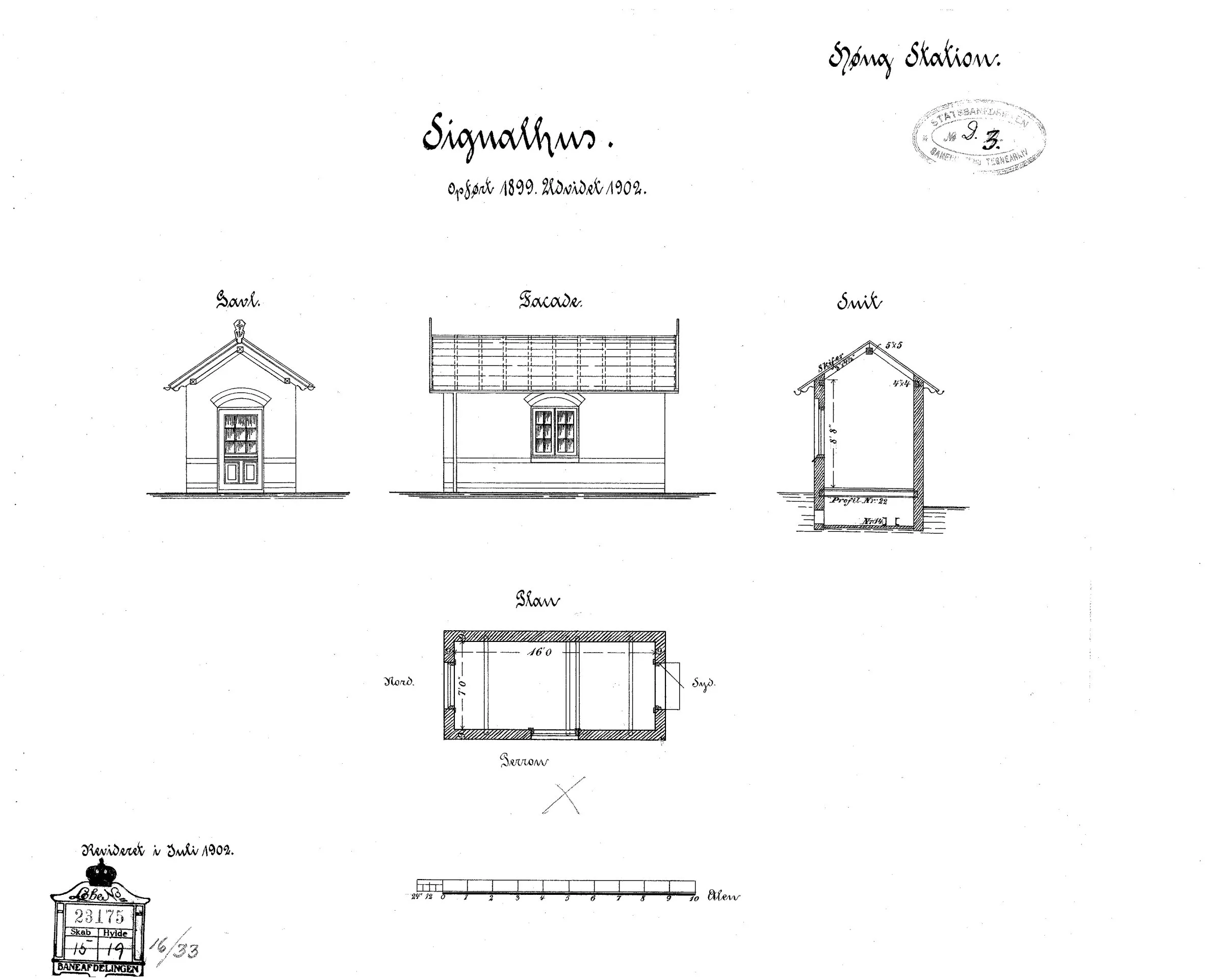 Tegning af Signalhus ved Høng Station.