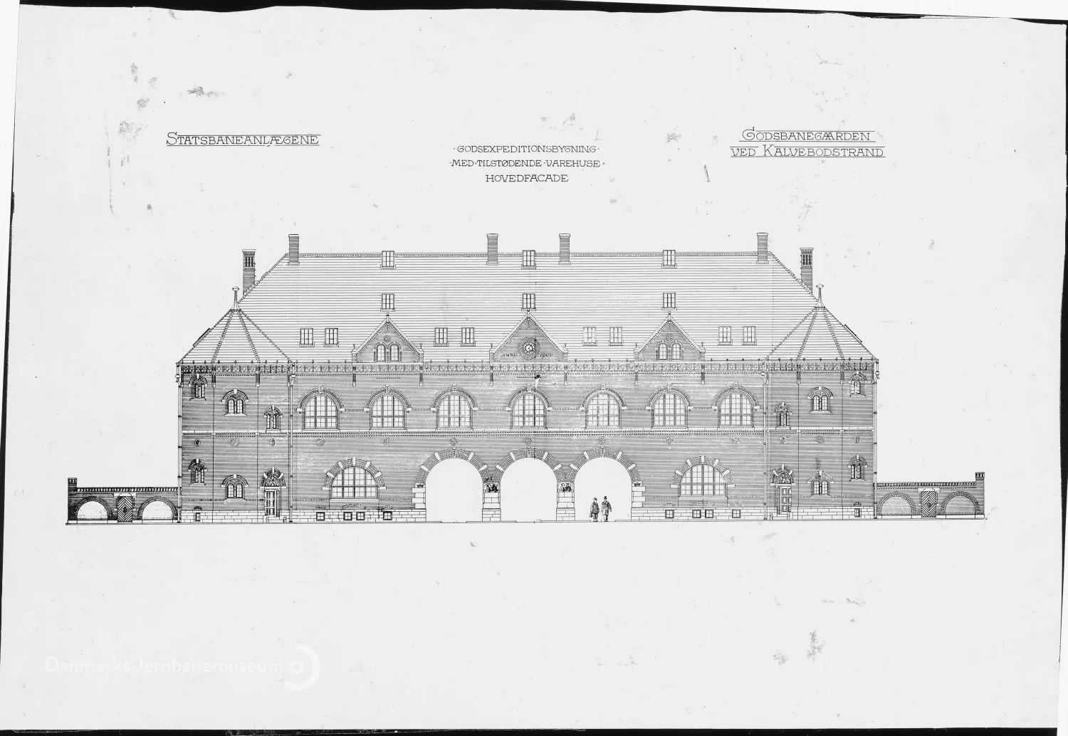 Tegning af København Godsbanegård. Tegning af København Godsbanegård.