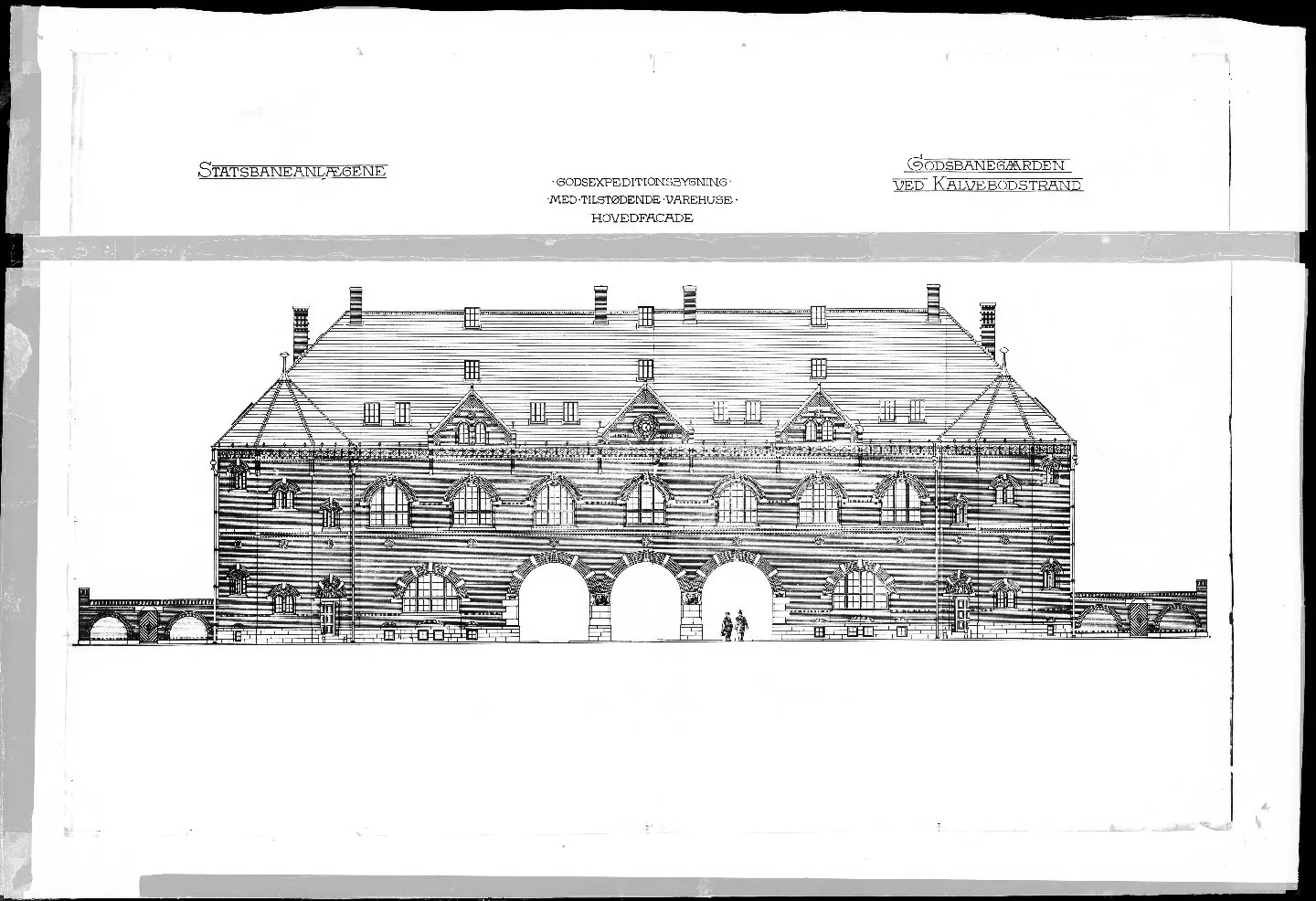 Tegning af København Godsbanegård. Tegning af København Godsbanegård.
