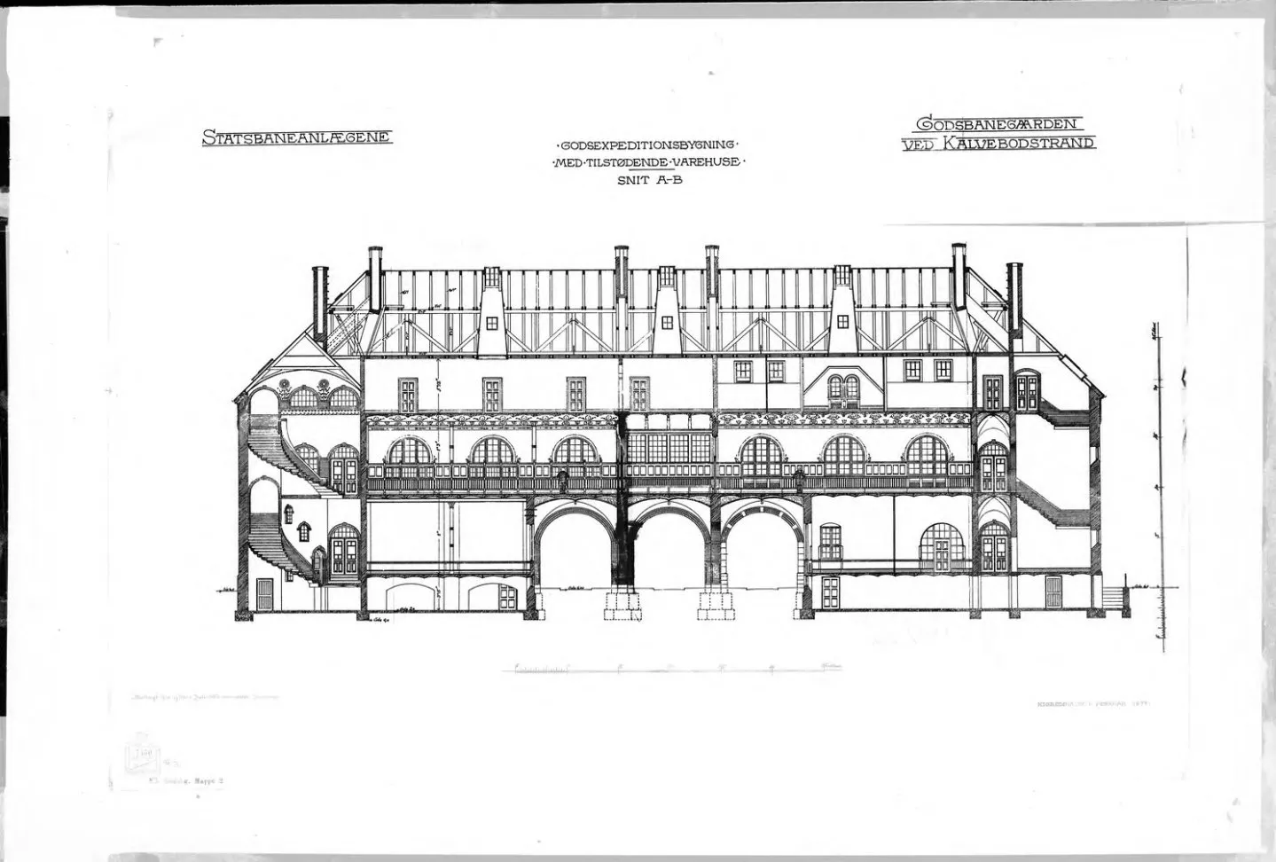 Tegning af København Godsbanegård. Tegning af København Godsbanegård.
