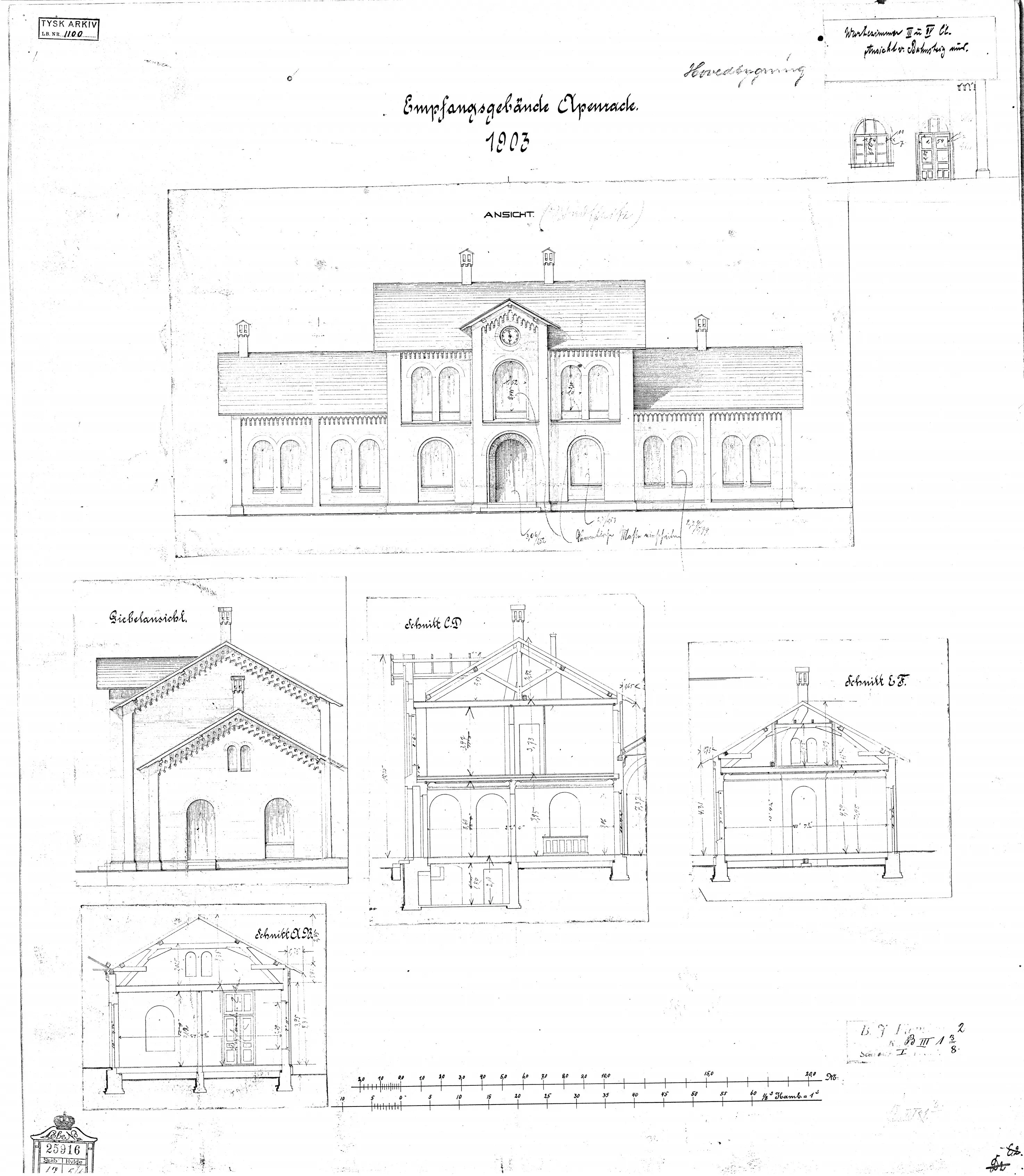 Tegning af Aabenraa Station. Tegning af Aabenraa Station.