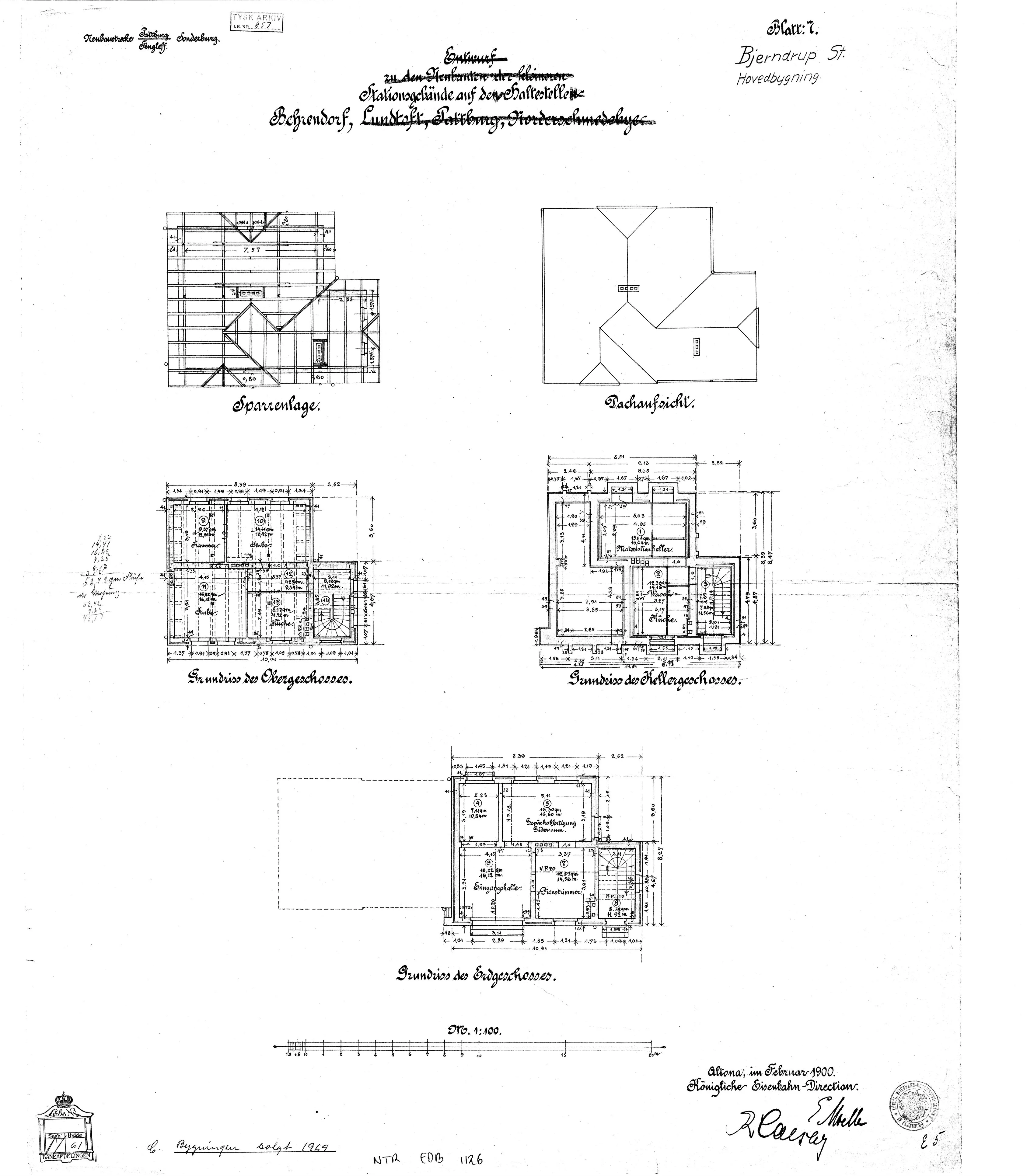 Tegning af Bjerndrup Holdeplads med sidespor. Tegning af Bjerndrup Holdeplads med sidespor.