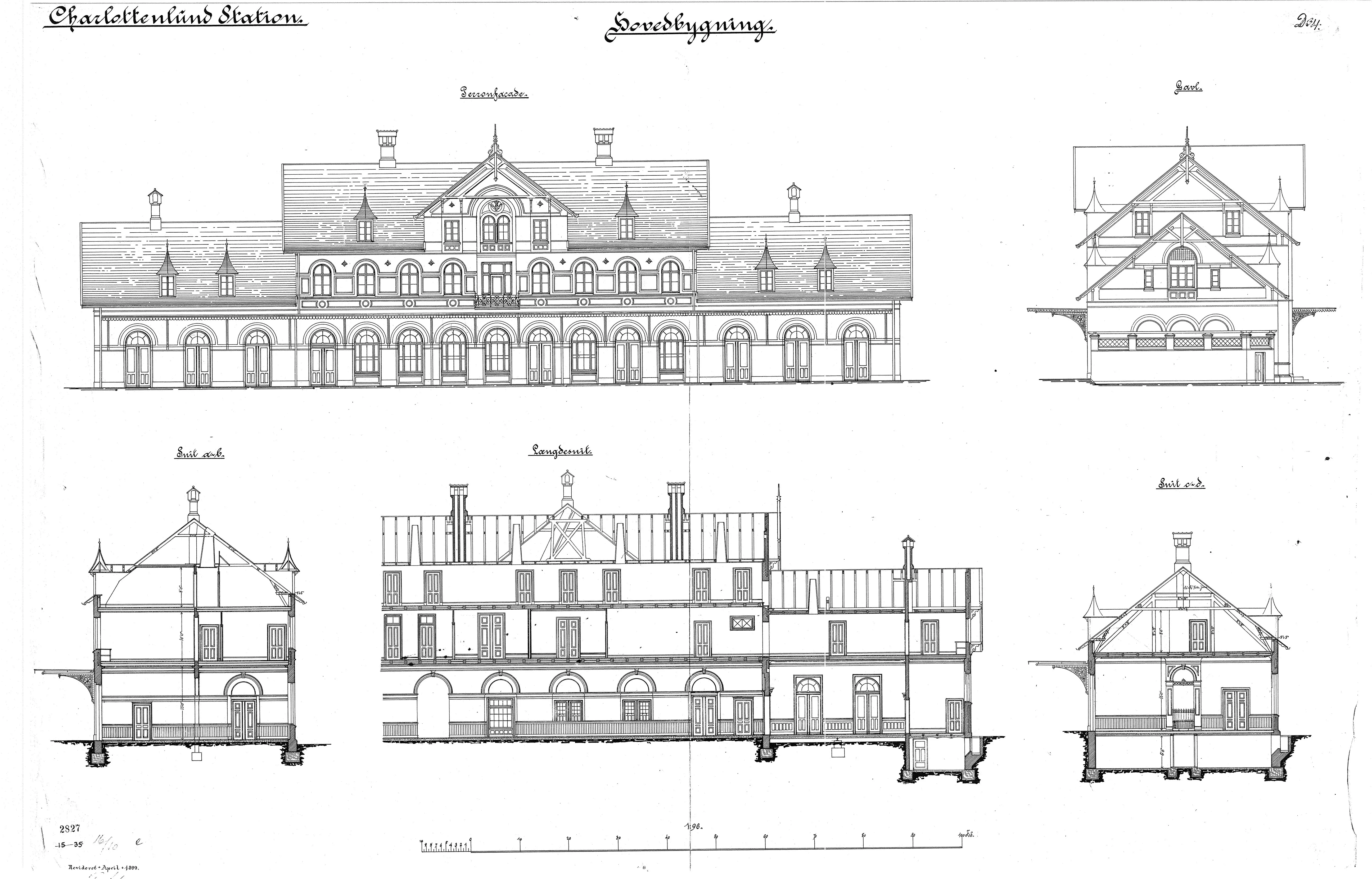 Tegning af Charlottenlund Station.