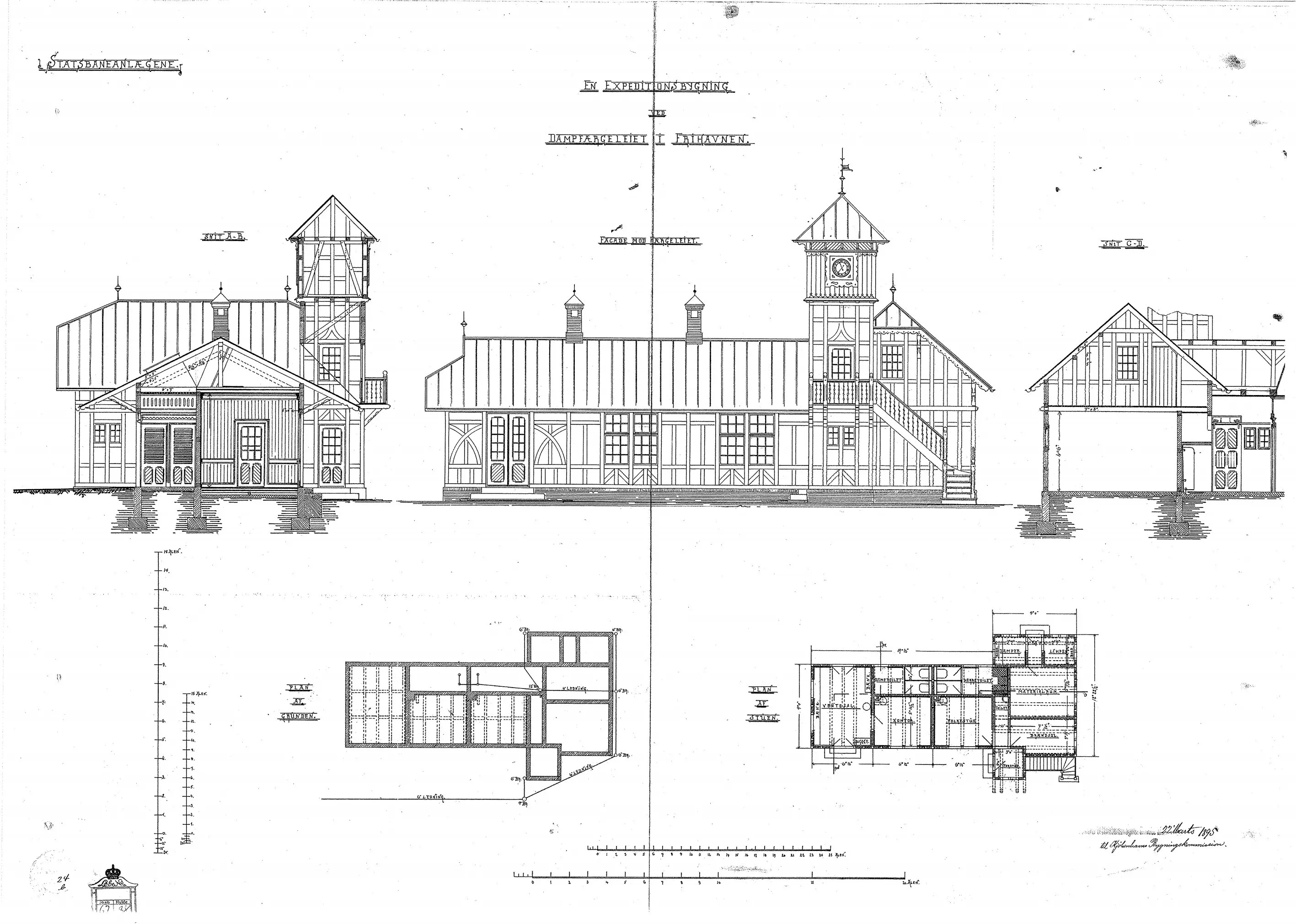 Tegning af Frihavnens Station.