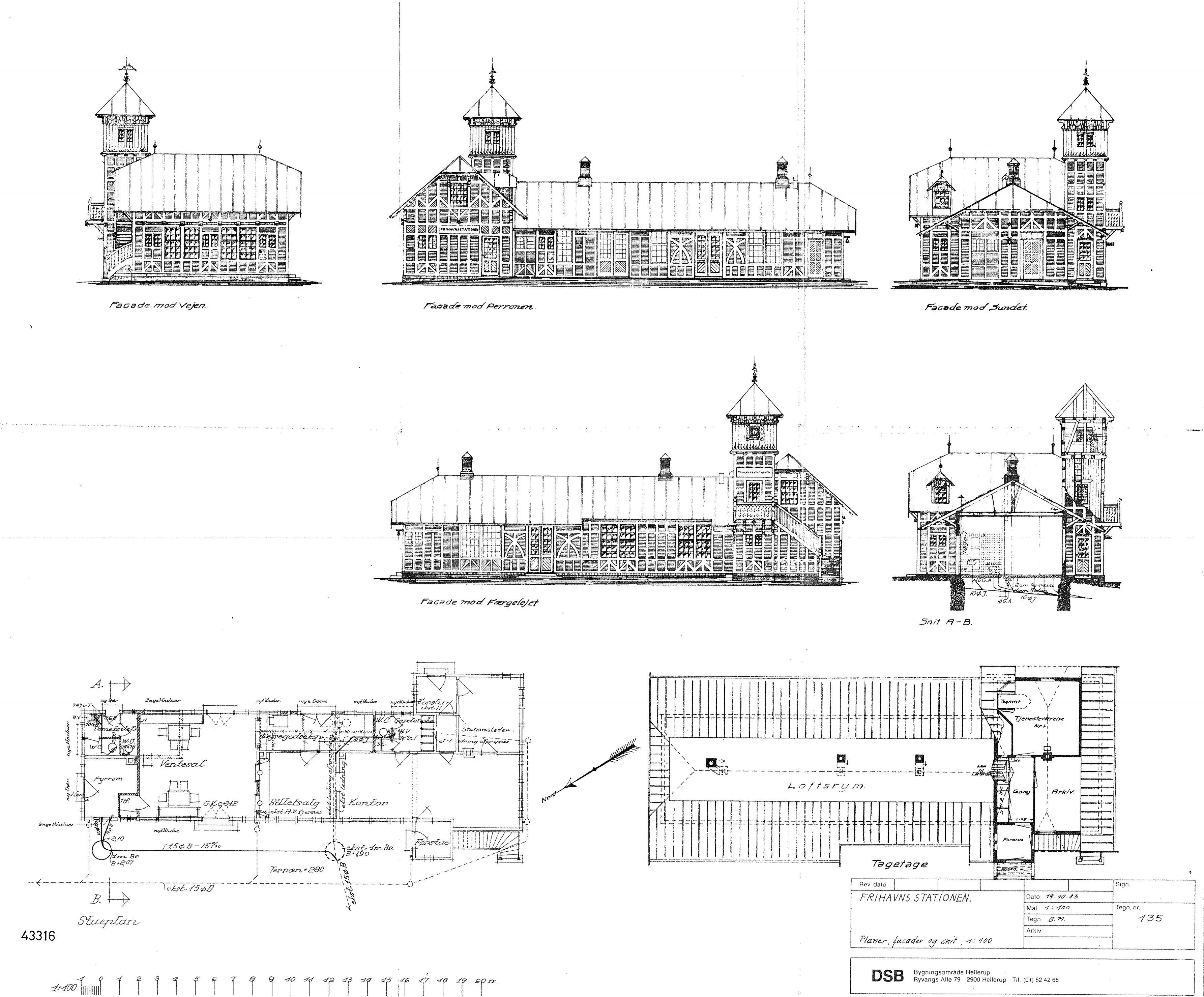 Tegning af Frihavnens Station.