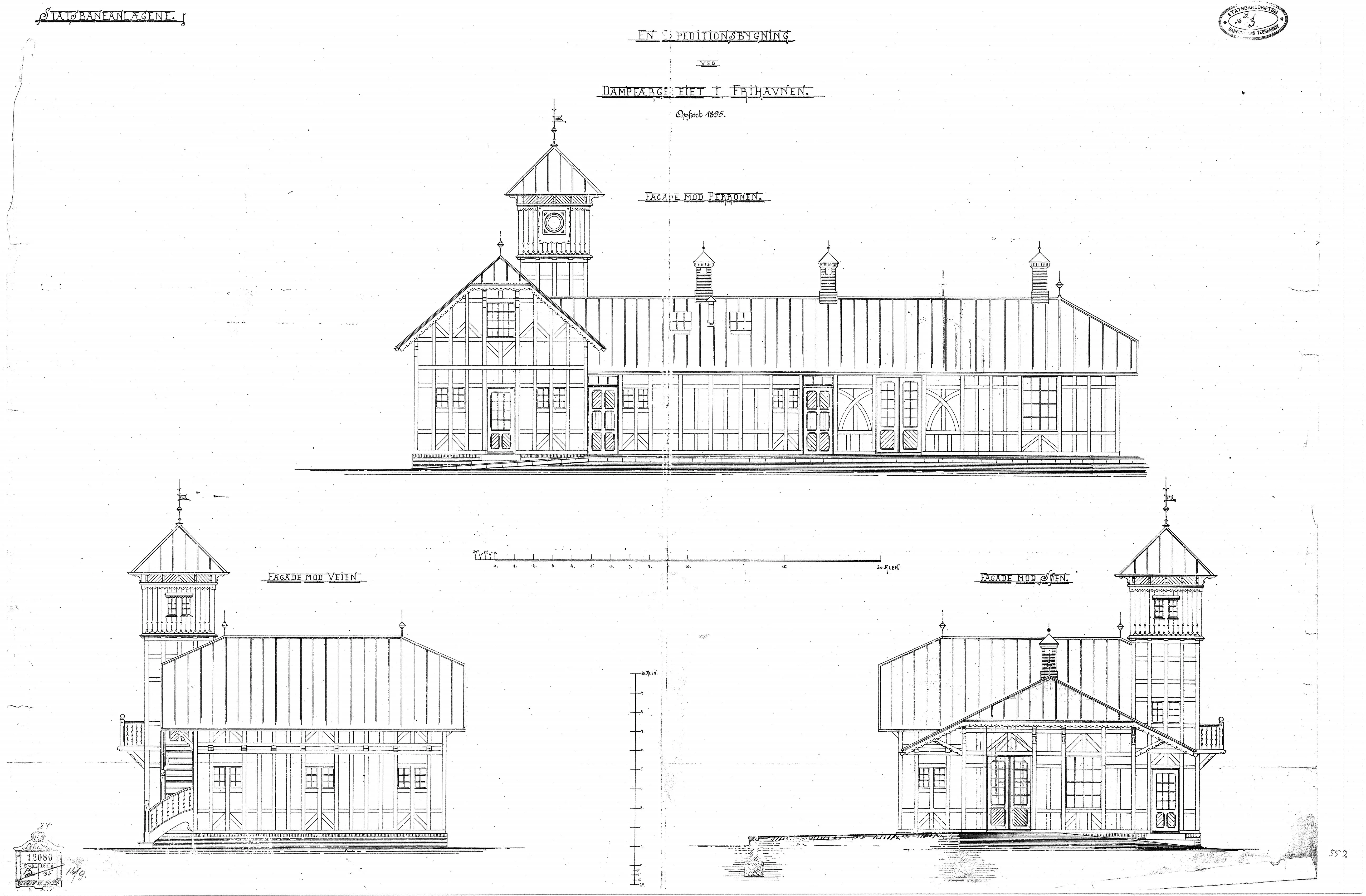 Tegning af Frihavnens Station.