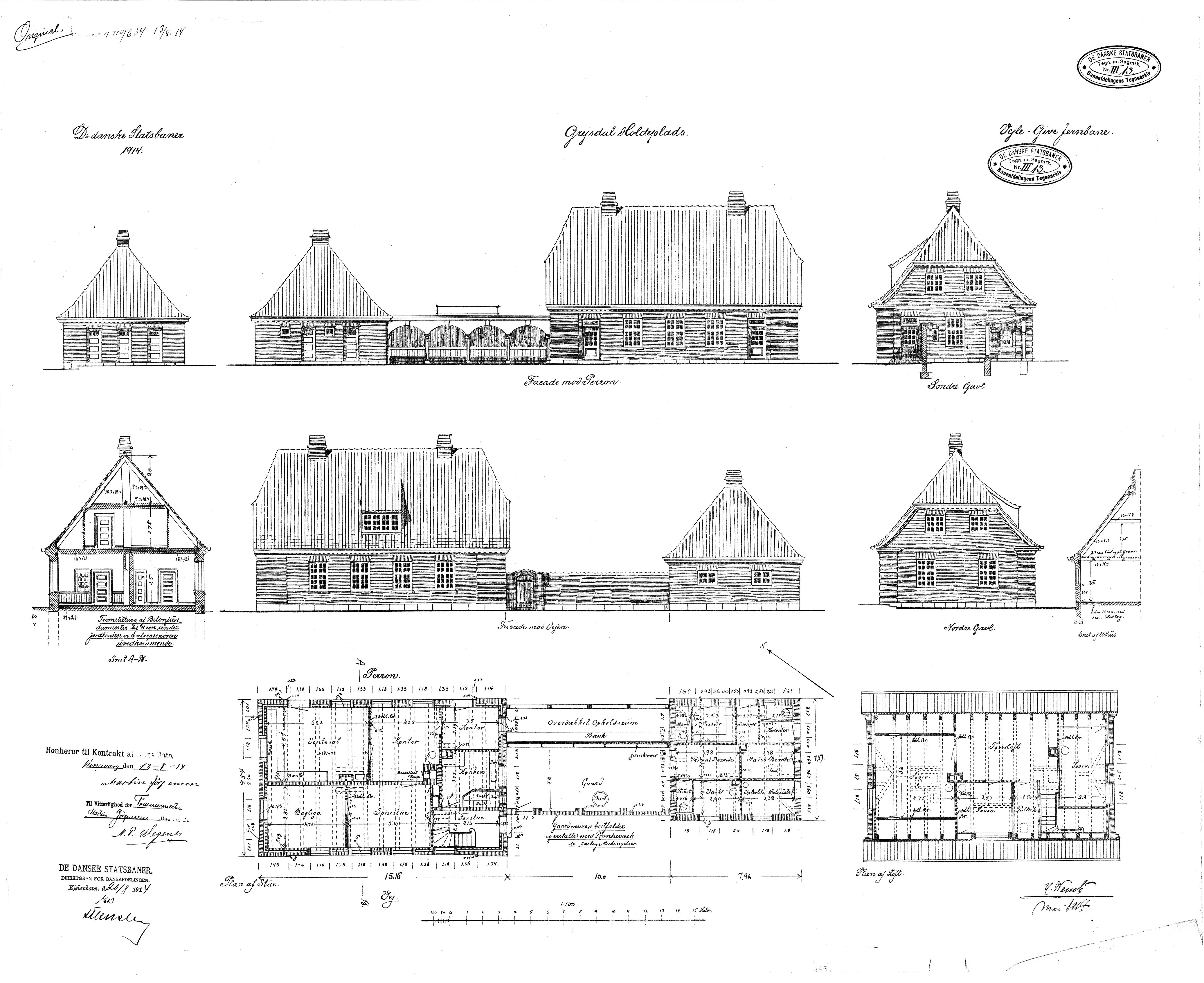 Tegning af Grejsdal Station.