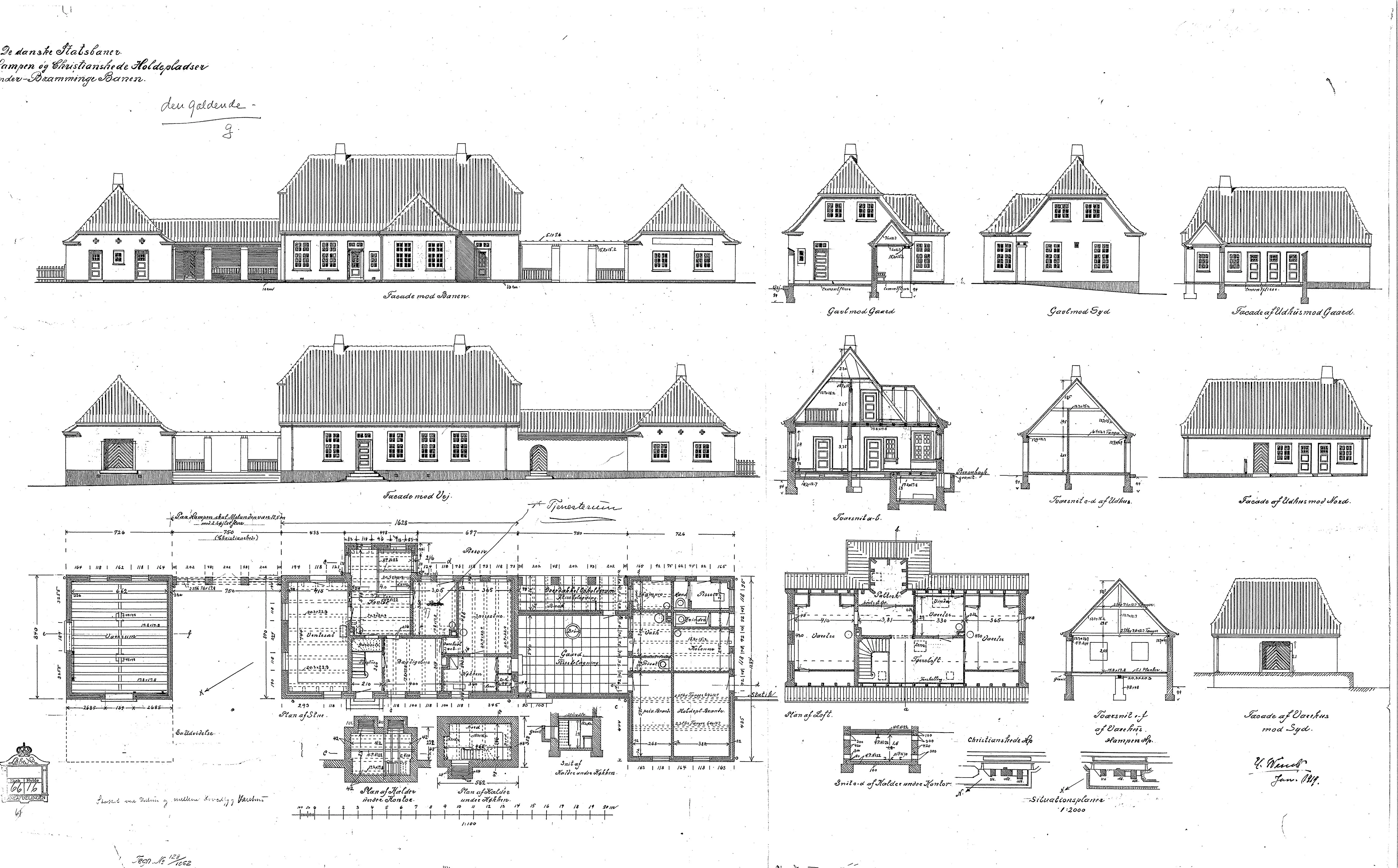 Tegning af Christianshede Station. Tegning af Christianshede Station.