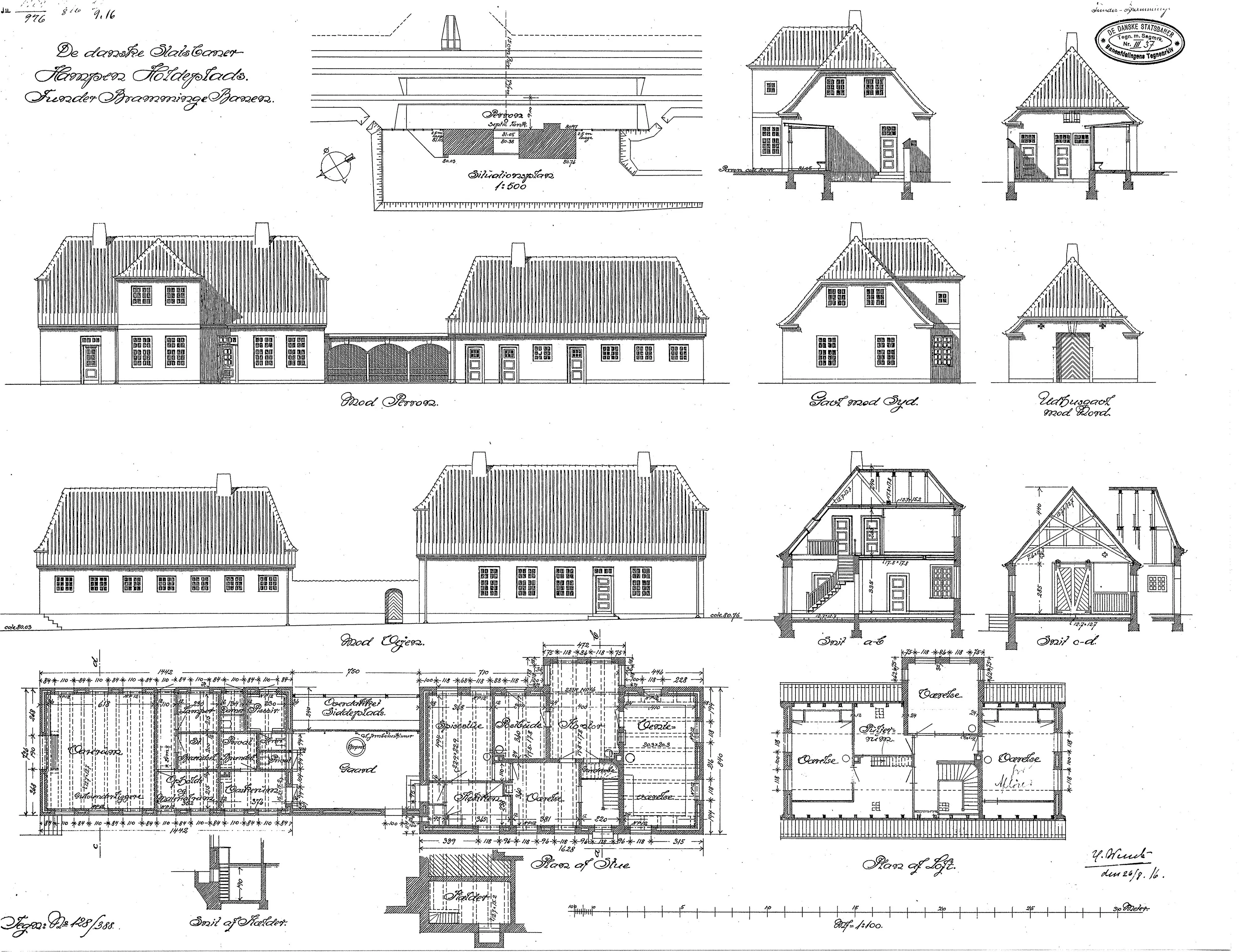 Tegning af Hampen Station.