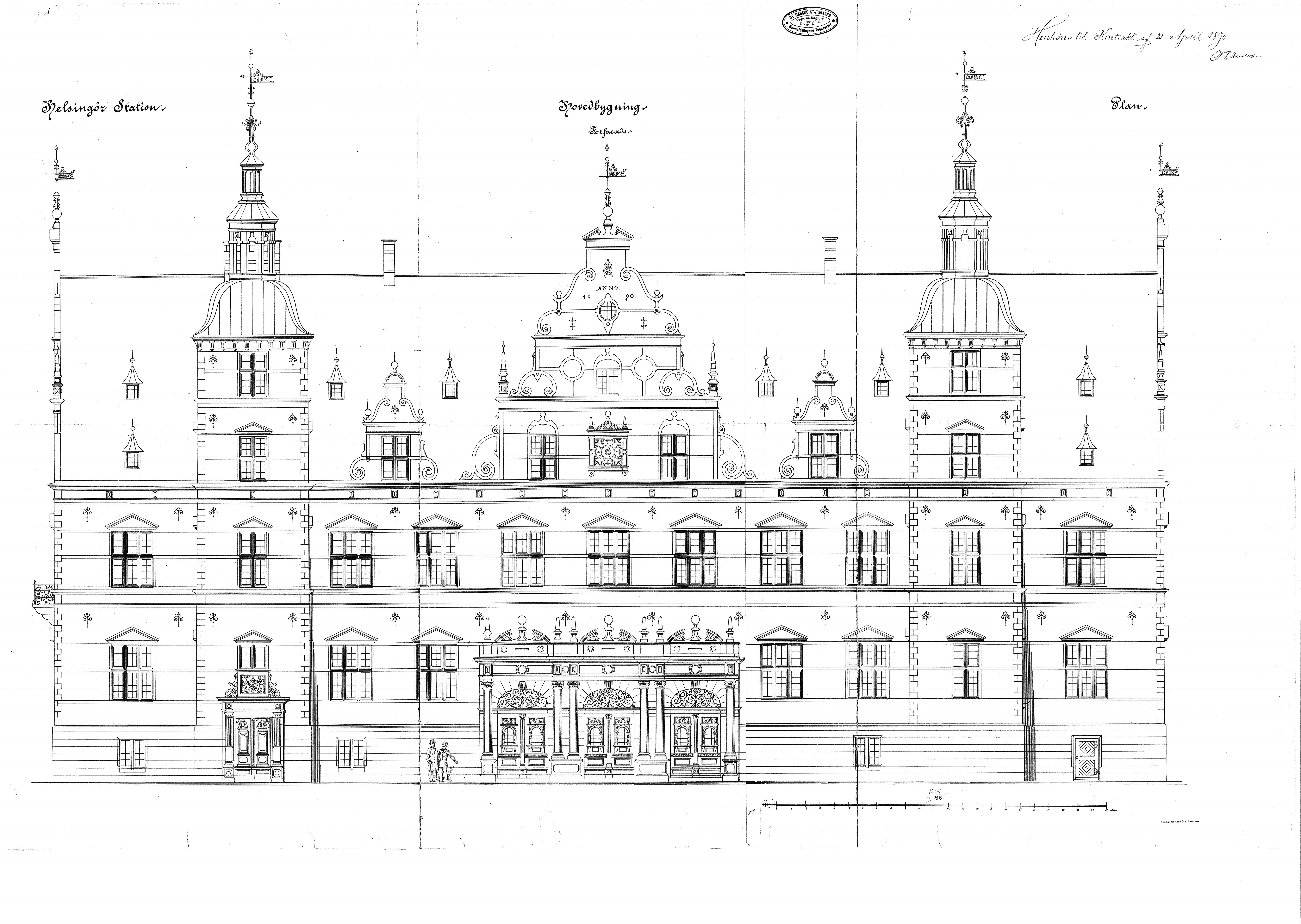 Tegning af Helsingør Banegård.