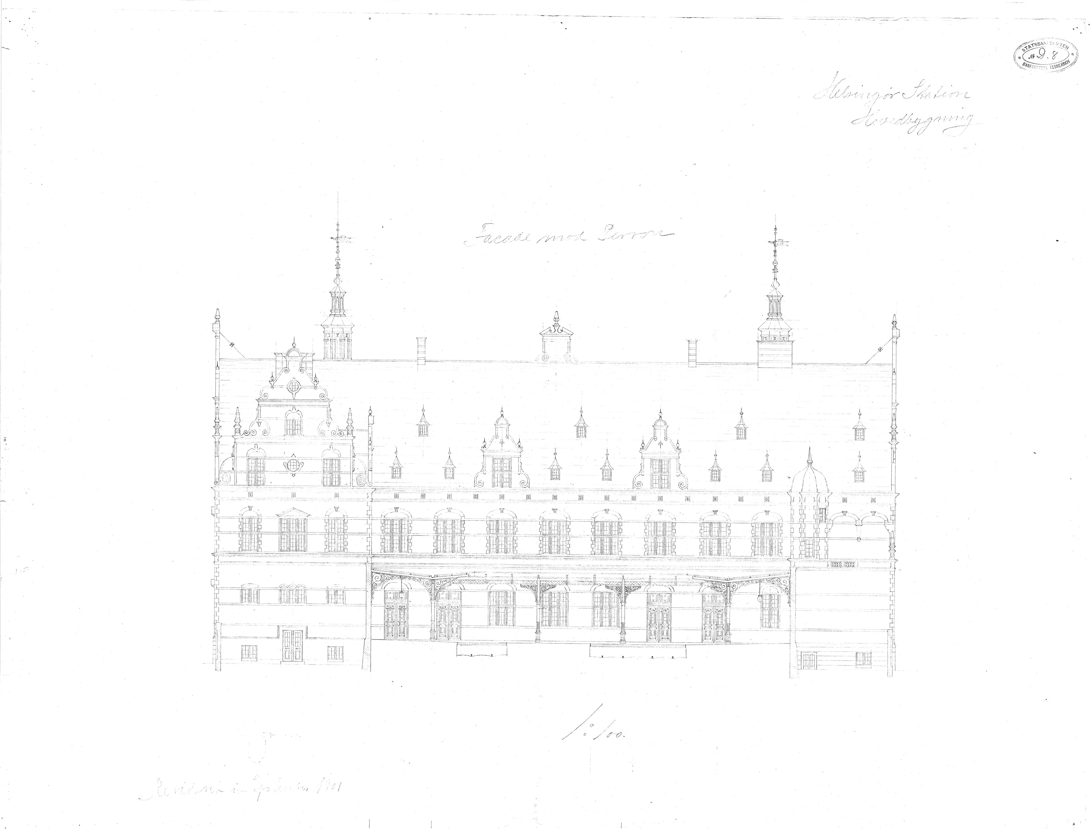 Tegning af Helsingør Banegård.