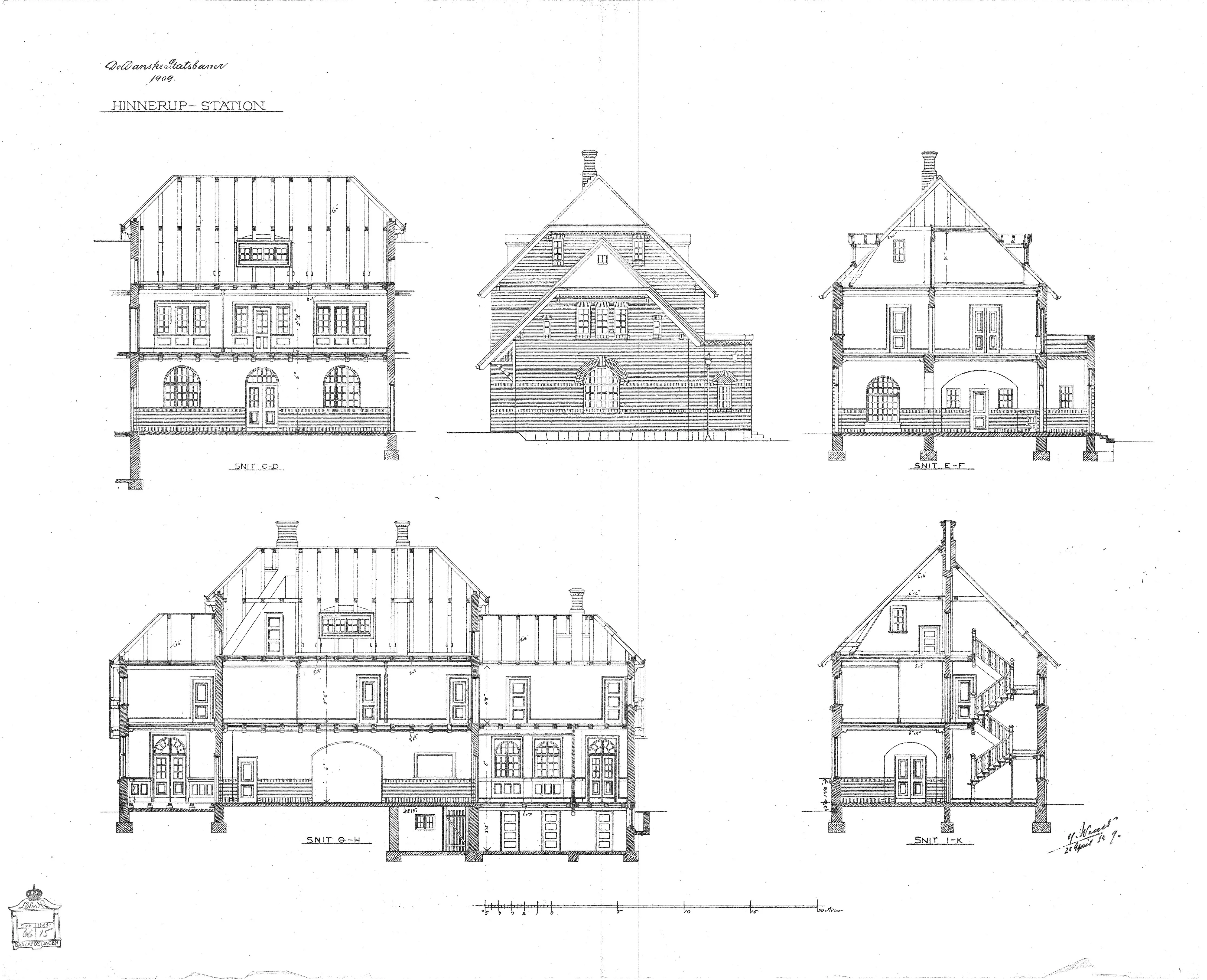 Tegning af Hinnerup Station. Tegning af Hinnerup Station.