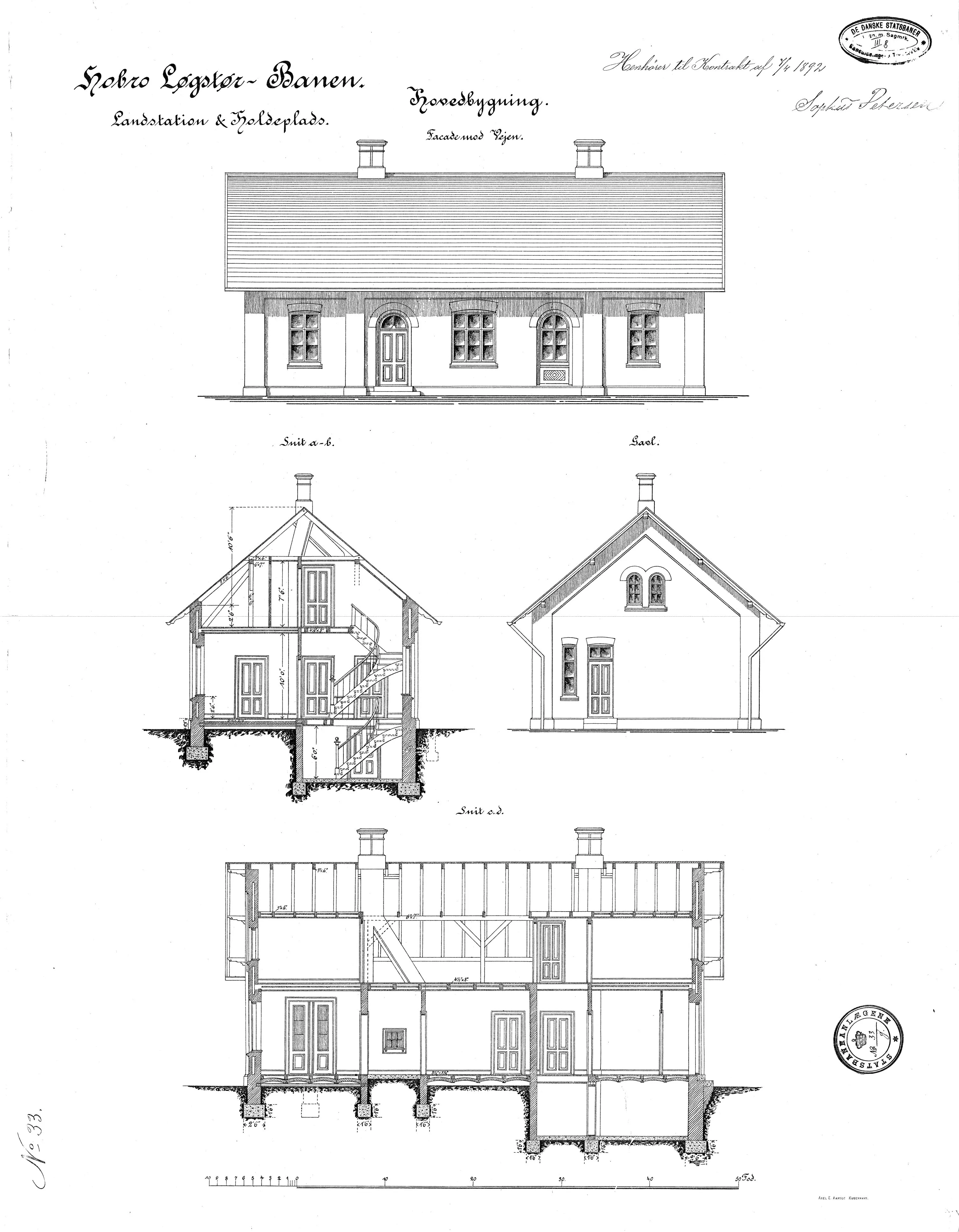 Tegning af Døstrup (Himmerland) Station.