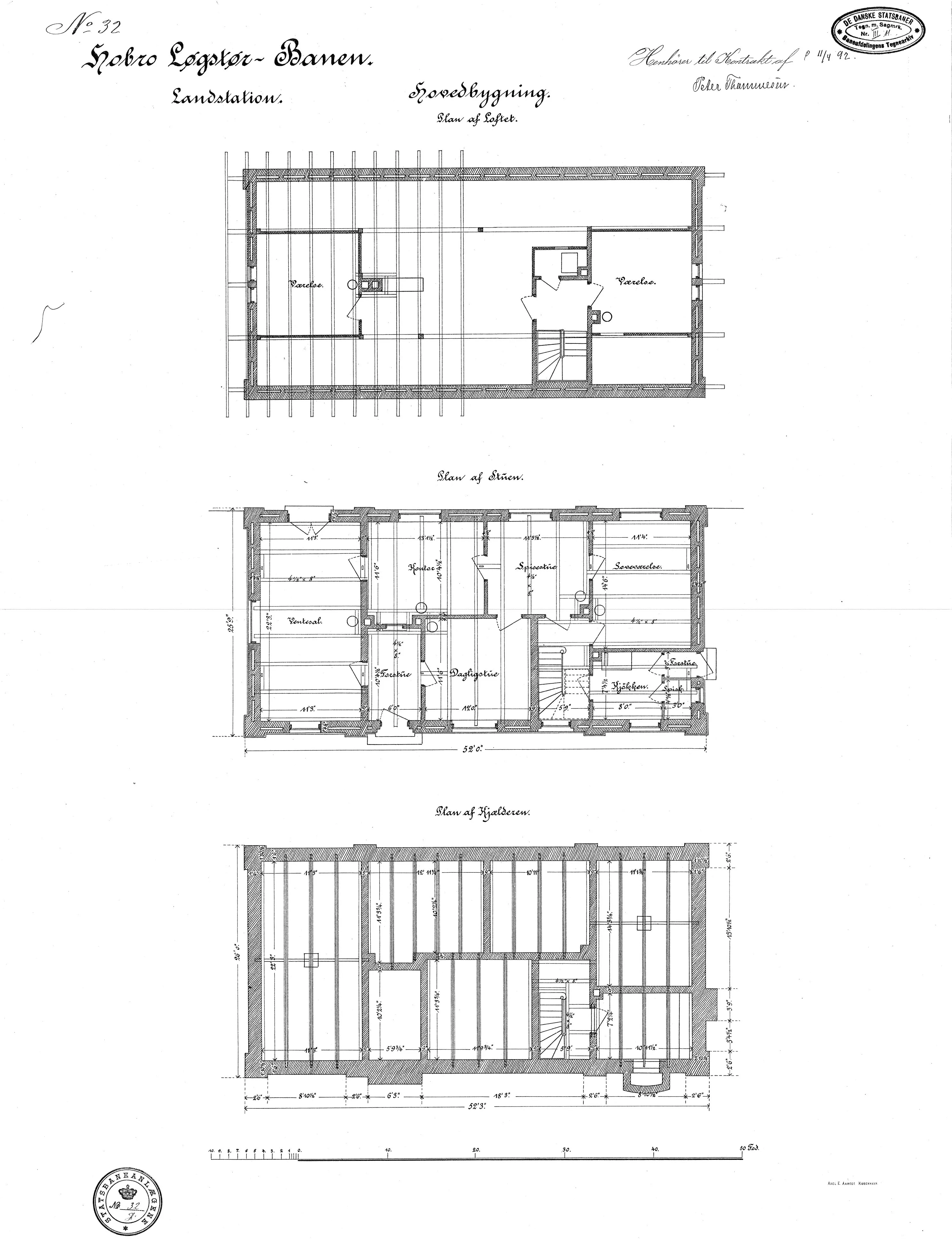 Tegning af Hornum Station.