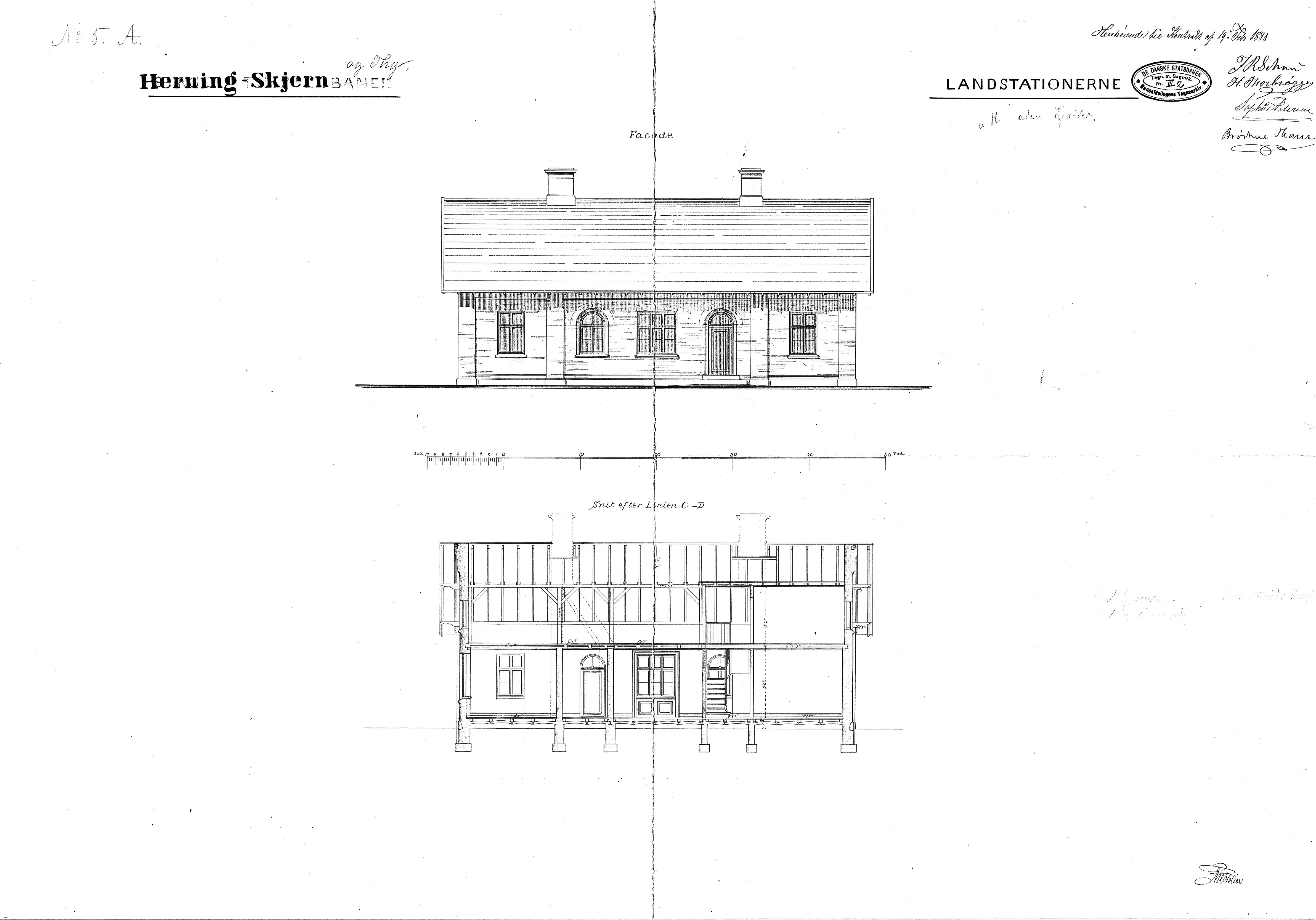 Tegning af Kibæk Station. Tegning af Kibæk Station.