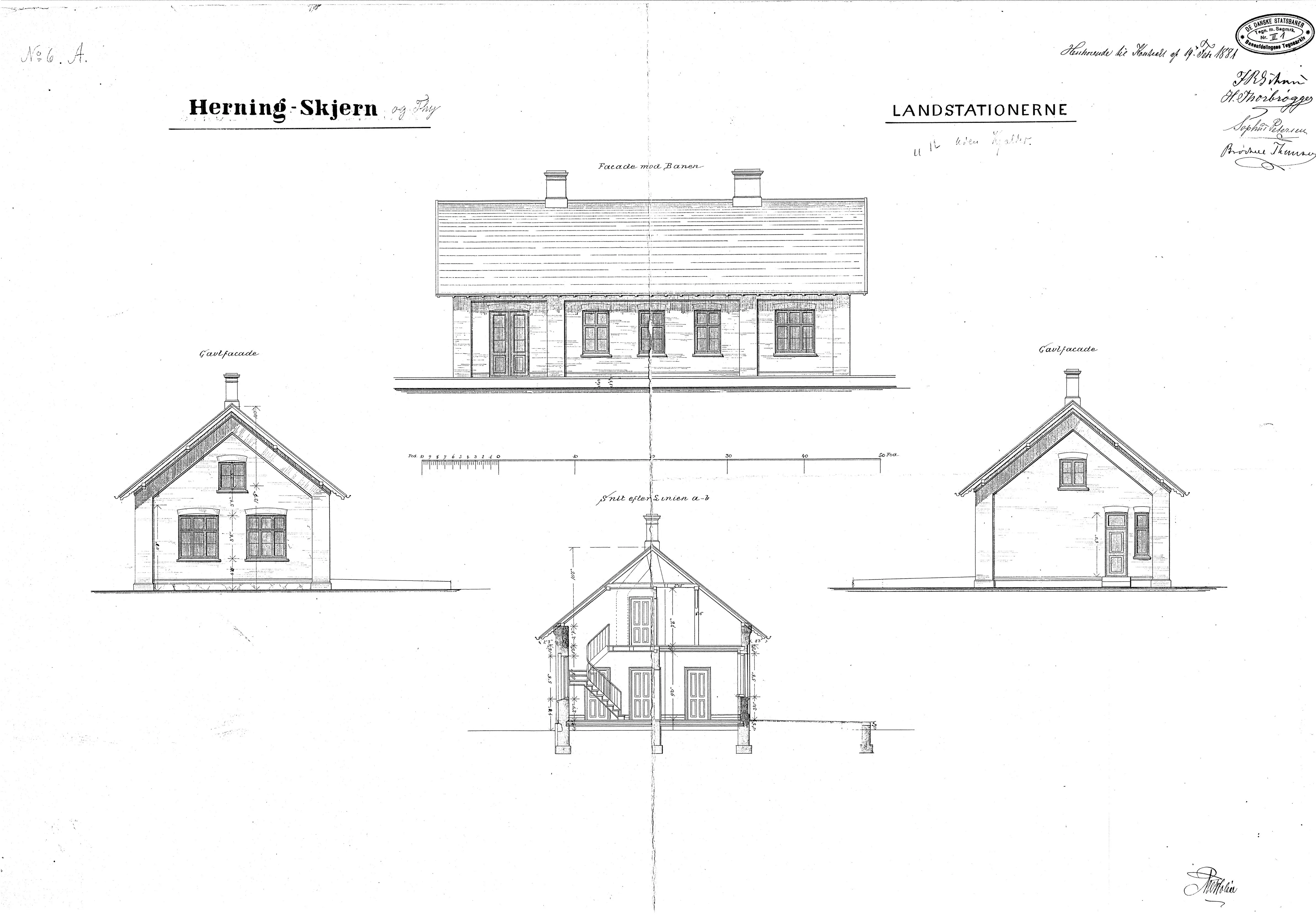 Tegning af Sjørring Station.